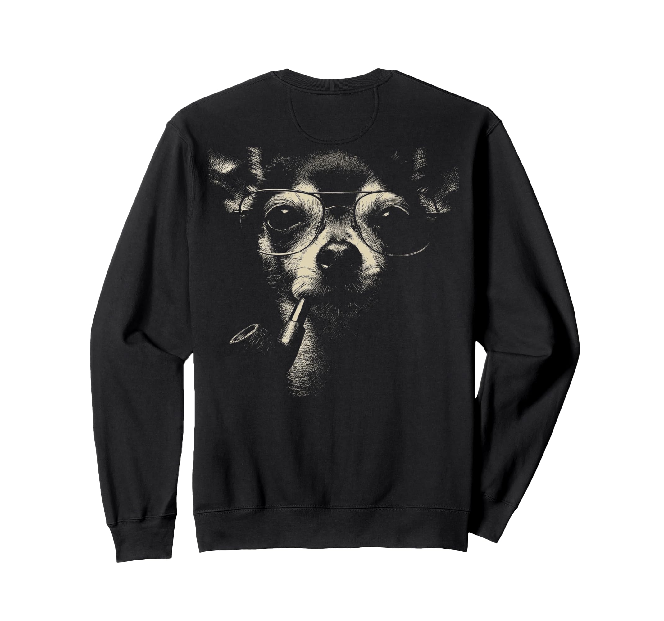 Chihuahua Glasses Smoking Pipe Grunge Sweatshirt - Trendy Graphic Unisex - T-Shirt, Sweatshirt, Hoodie