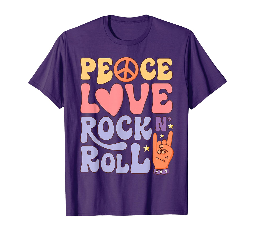 Hippie Peace Love Rock Roll 60S 70S T-Shirt - Trendy Graphic for Adults - T-Shirt, Sweatshirt, Hoodie