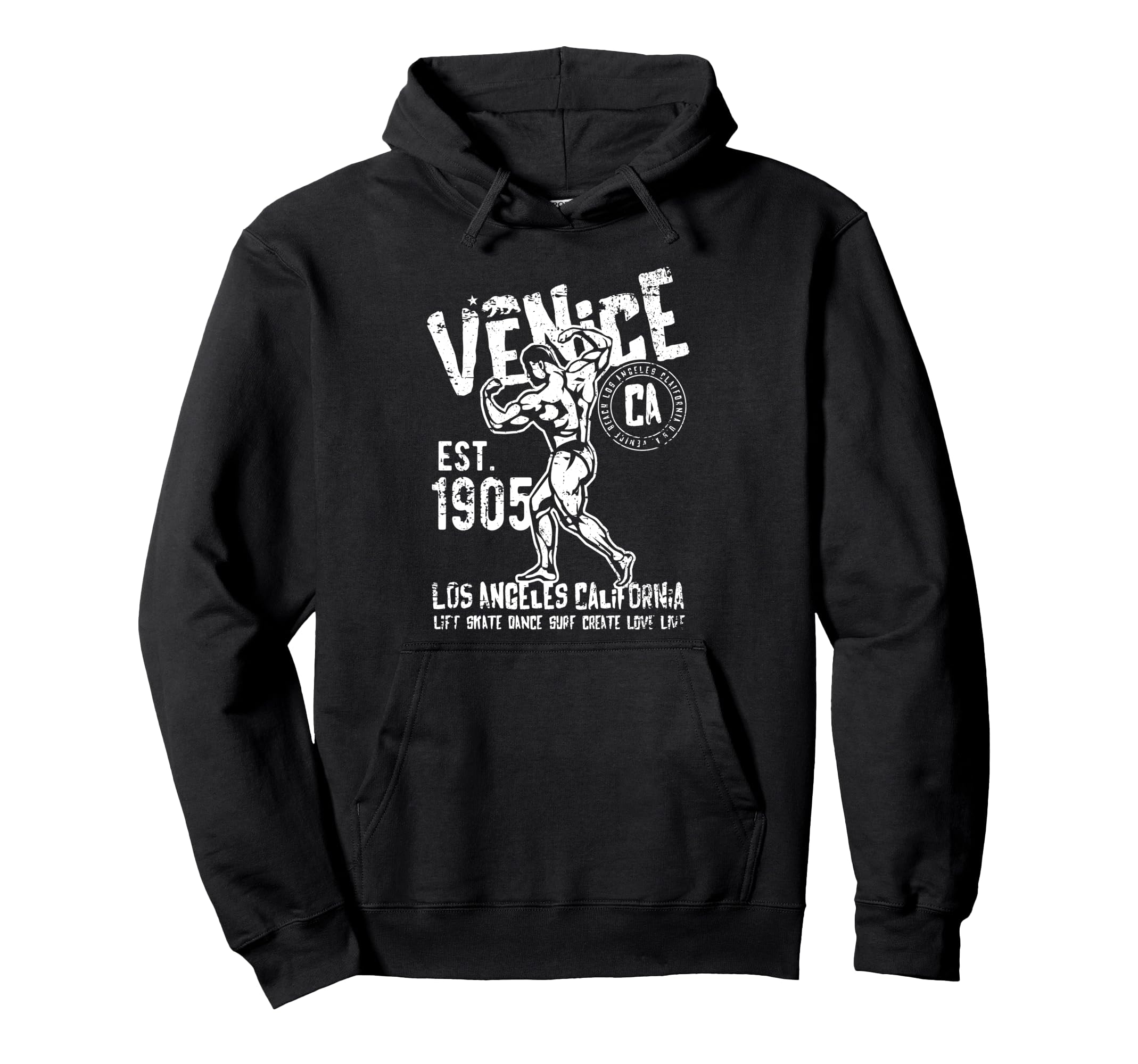 Venice Est 1905 California Distressed Hoodie - Unique Graphic Men Women - T-Shirt, Sweatshirt, Hoodie