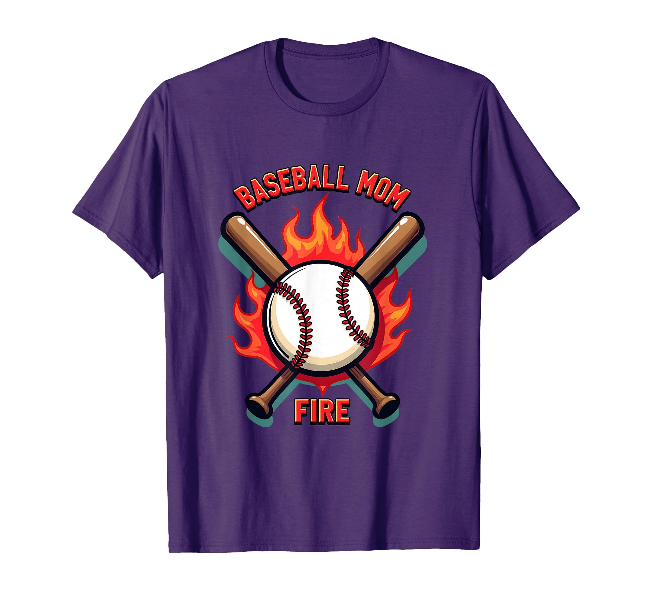 Baseball Mom Fire T-Shirt - Unique Graphic for Adults - T-Shirt, Sweatshirt, Hoodie