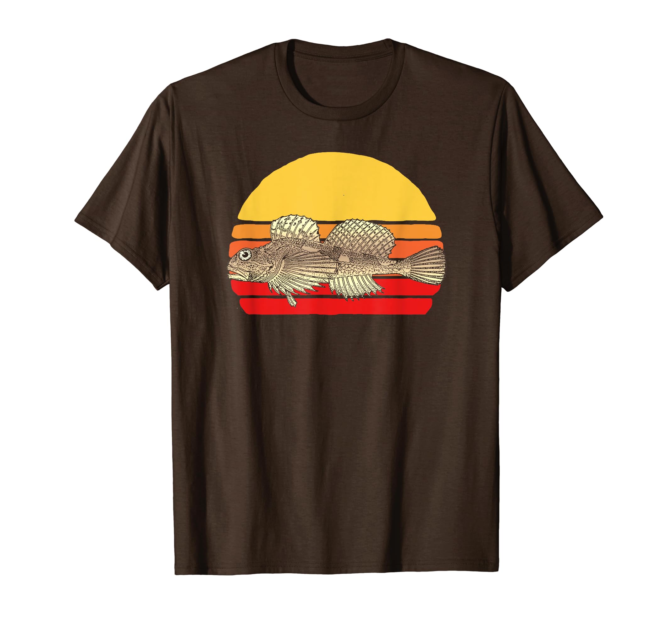 Sculpin Fish Freshwater Eighties Sunset T-Shirt - Novelty Apparel Unisex - T-Shirt, Sweatshirt, Hoodie