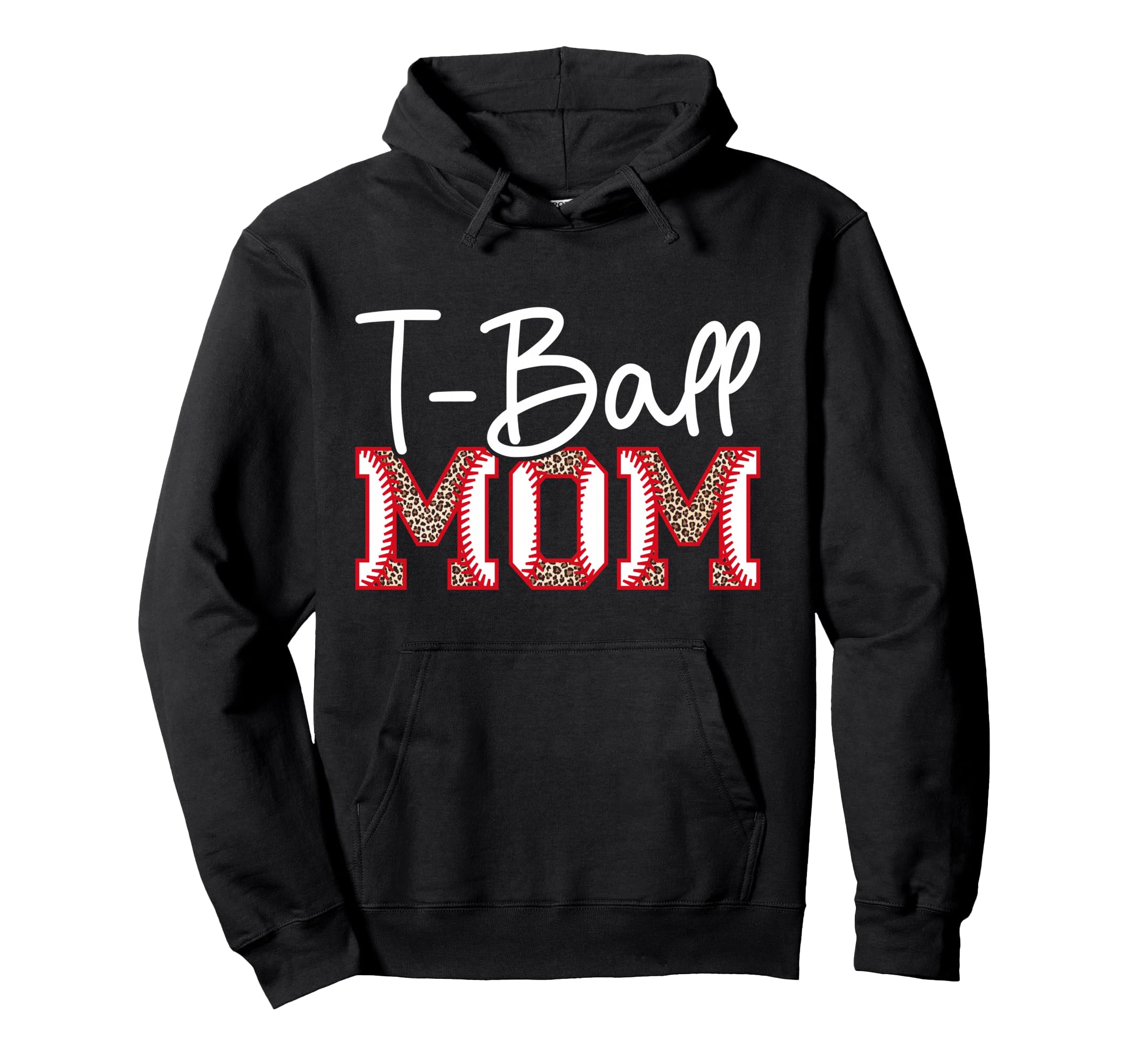 T Ball Mom Leopard Baseball T Ball Hoodie - Aesthetic Graphic for Adults - T-Shirt, Sweatshirt, Hoodie