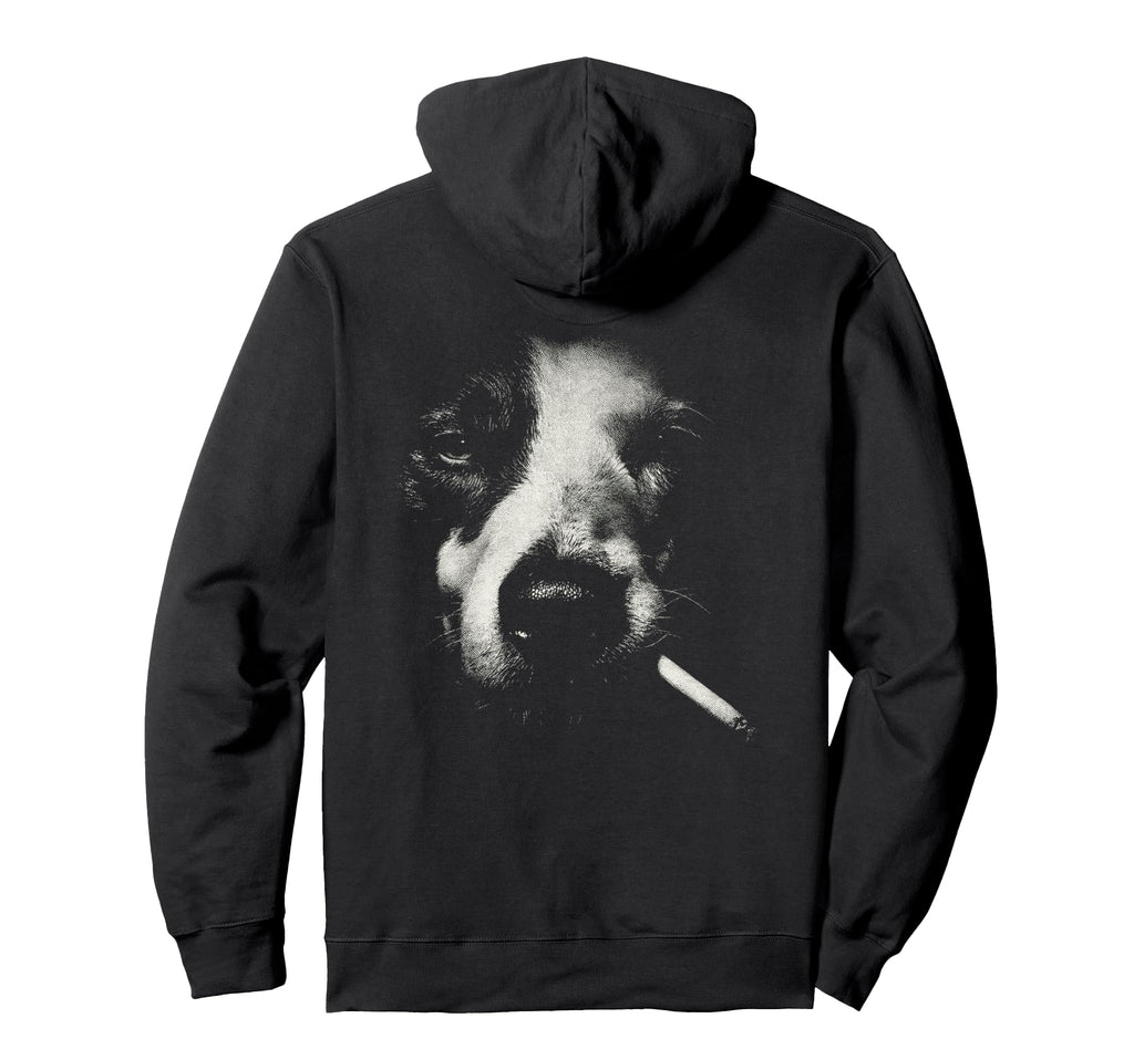 Border Collie Smoking Cigarette Grunge Hoodie - Minimalist Print Unisex - T-Shirt, Sweatshirt, Hoodie