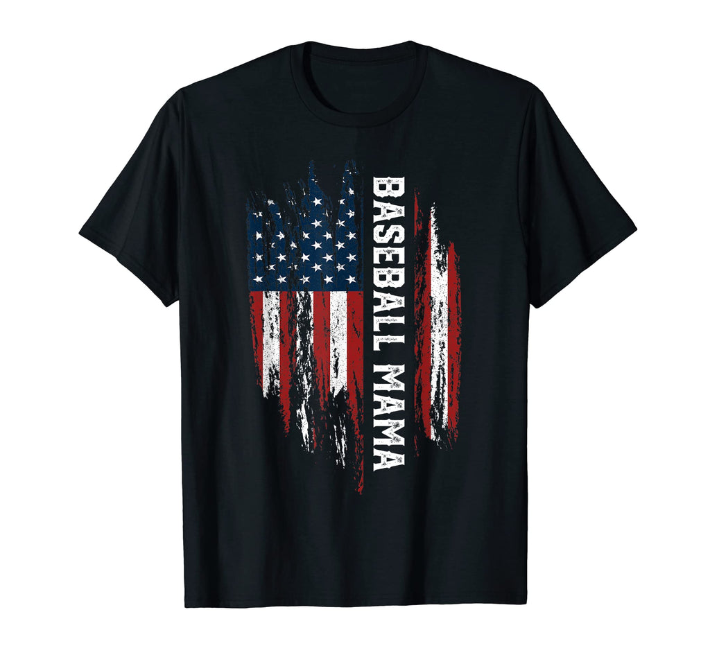 Baseball Mama American Flag 4Th T-Shirt - Casual Everyday Wear Men Women - T-Shirt, Sweatshirt, Hoodie