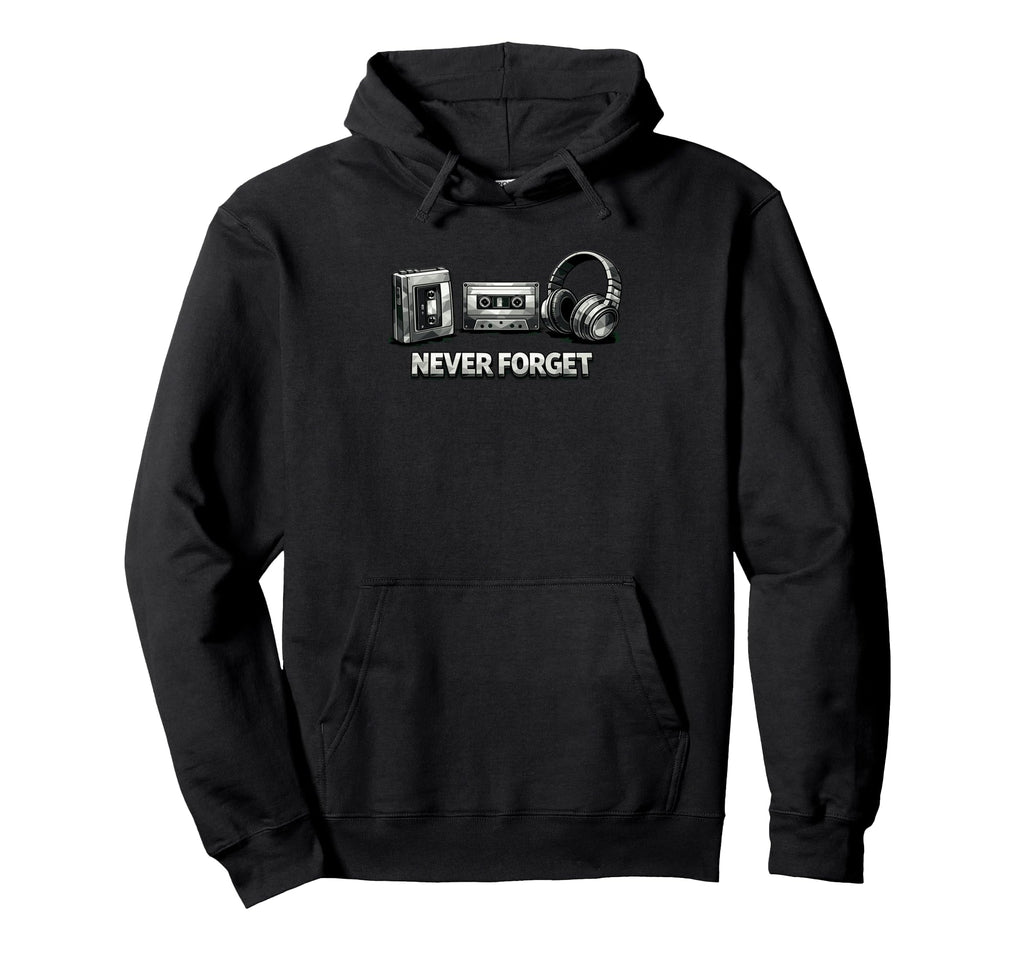 Never Forget Cassette Tape Hoodie - Fun Novelty Design for Adults - T-Shirt, Sweatshirt, Hoodie