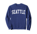 Seattle Wa Distressed White Varsity Sweatshirt - Graphic Print for Adults - T-Shirt, Sweatshirt, Hoodie