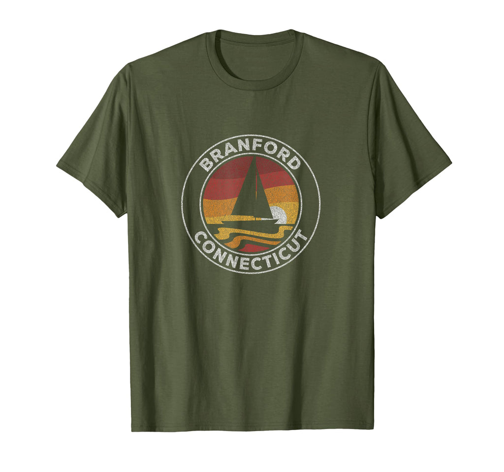 Branford Connecticut Sailboat 70S T-Shirt - Aesthetic Graphic for Adults - T-Shirt, Sweatshirt, Hoodie
