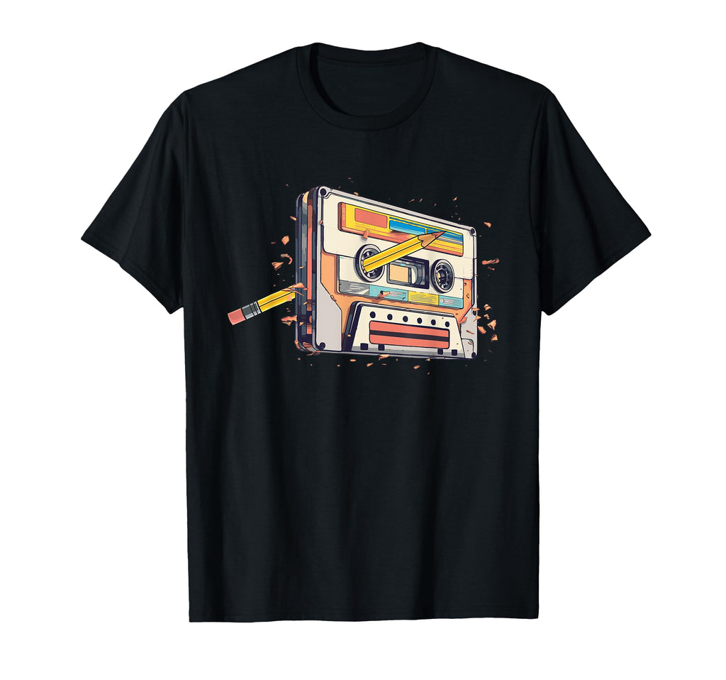 Cassette Tape Pencil 70S 80S 90S Music T-Shirt - Trendy Graphic for Adults - T-Shirt, Sweatshirt, Hoodie