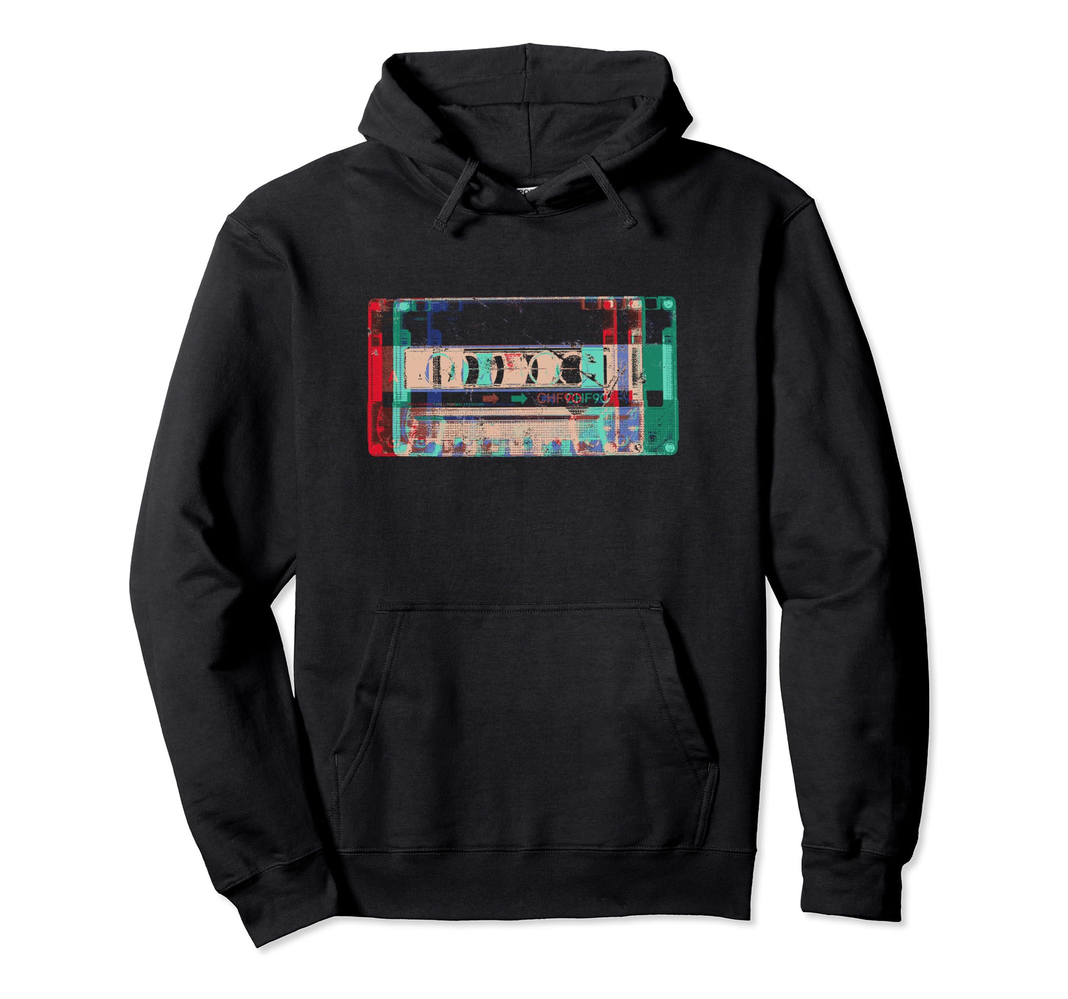 80S 90S Mixtape Glitch Cassette Hoodie - Graphic Print for Adults - T-Shirt, Sweatshirt, Hoodie
