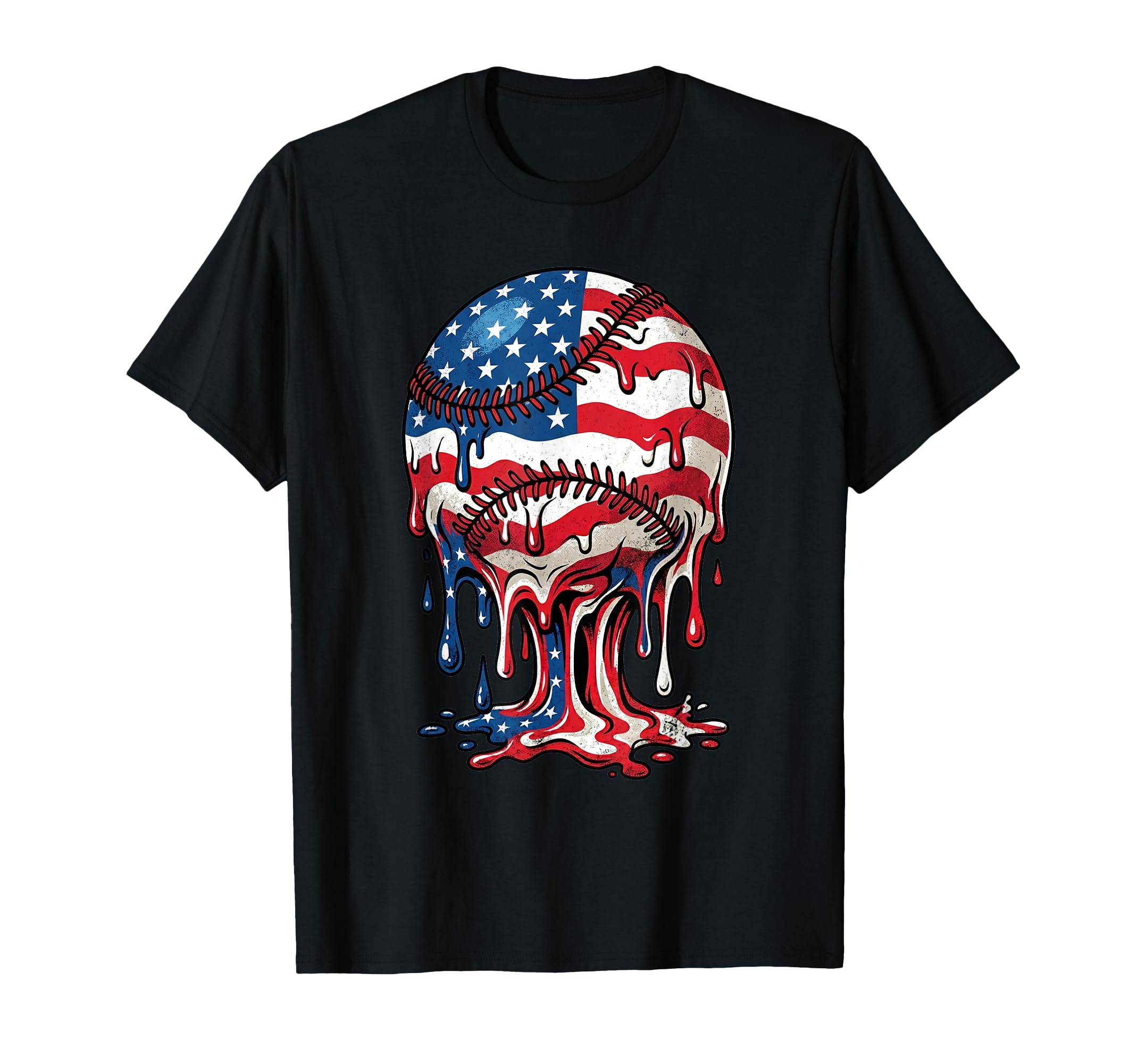 Drip Baseball 4Th July Usa American T-Shirt - Minimalist Print for Adults - T-Shirt, Sweatshirt, Hoodie