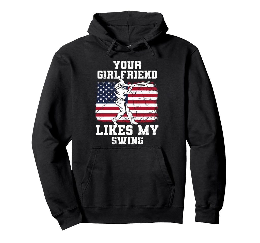 Your Girlfriend Likes My Swing Funny Hoodie - Minimalist Print for Adults - T-Shirt, Sweatshirt, Hoodie