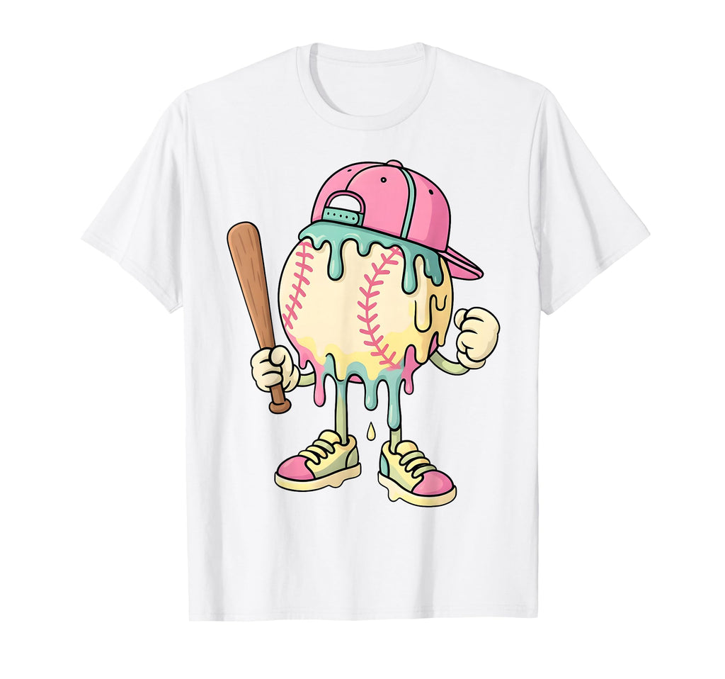 Ice Cream Drip Baseball Sports Baseball T-Shirt - Novelty Apparel Unisex - T-Shirt, Sweatshirt, Hoodie