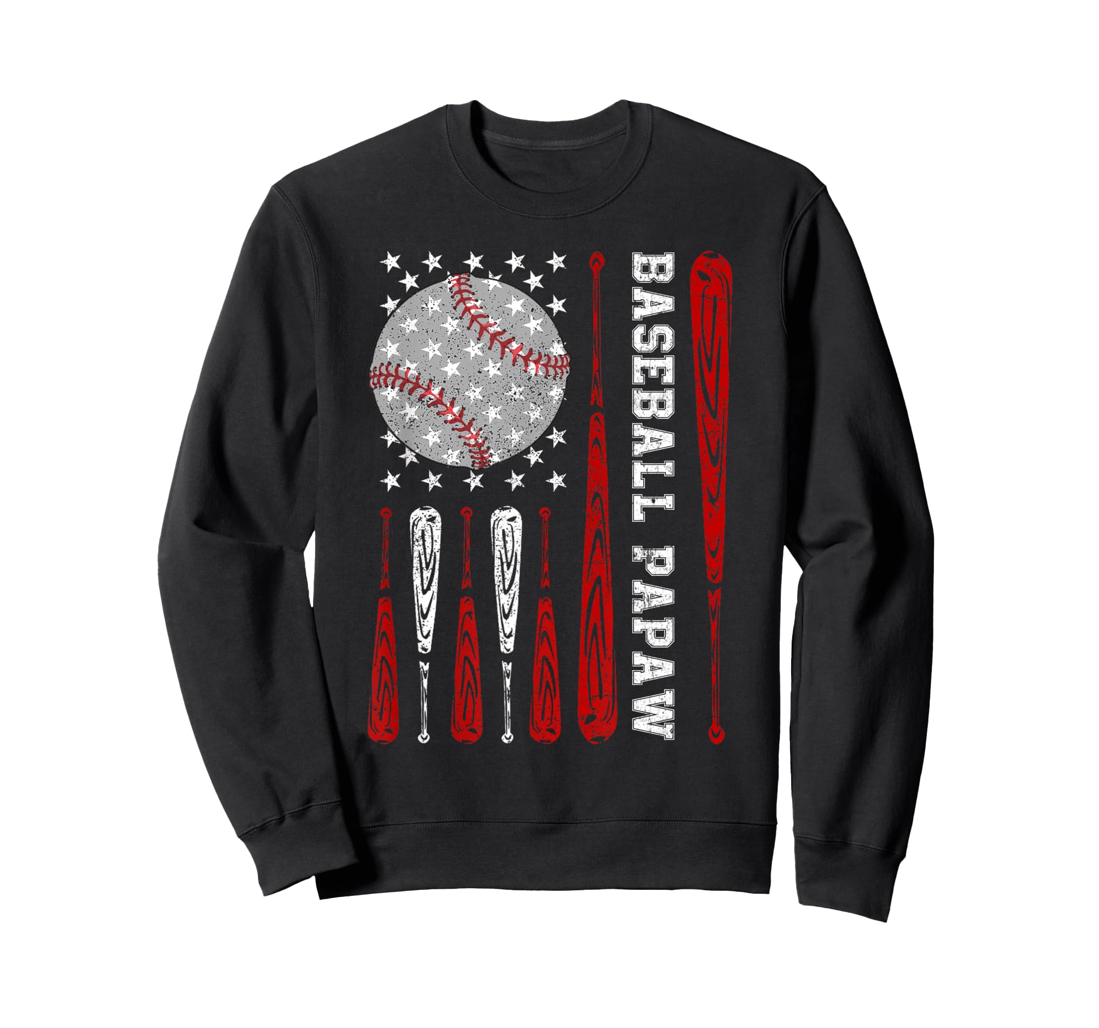 Baseball Papaw American Flag Sweatshirt - Novelty Apparel for Adults - T-Shirt, Sweatshirt, Hoodie