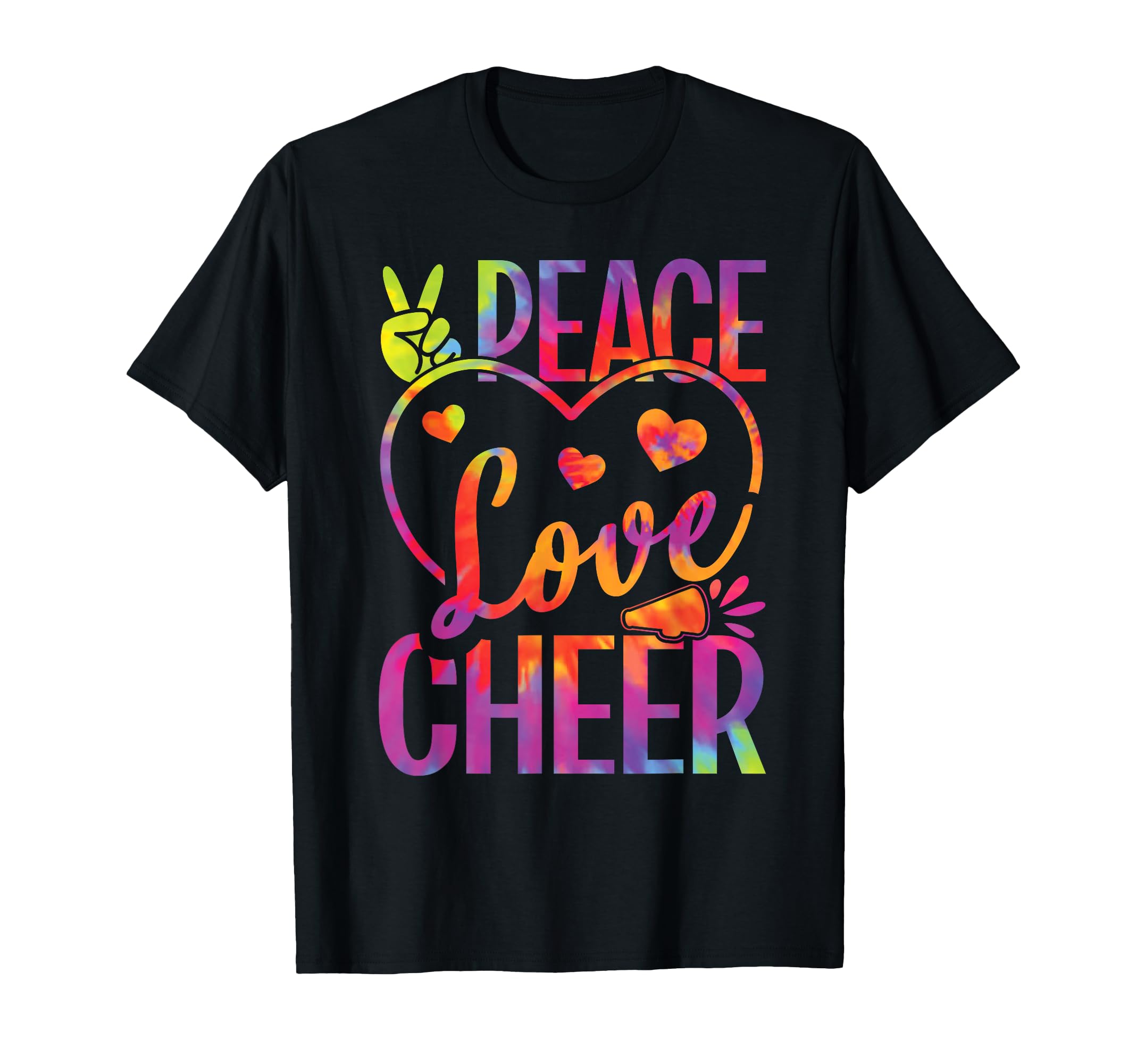 Peace Love Cheer Tie Dye Cheerleader T-Shirt - Minimalist Print Unisex - T-Shirt, Sweatshirt, Hoodie
