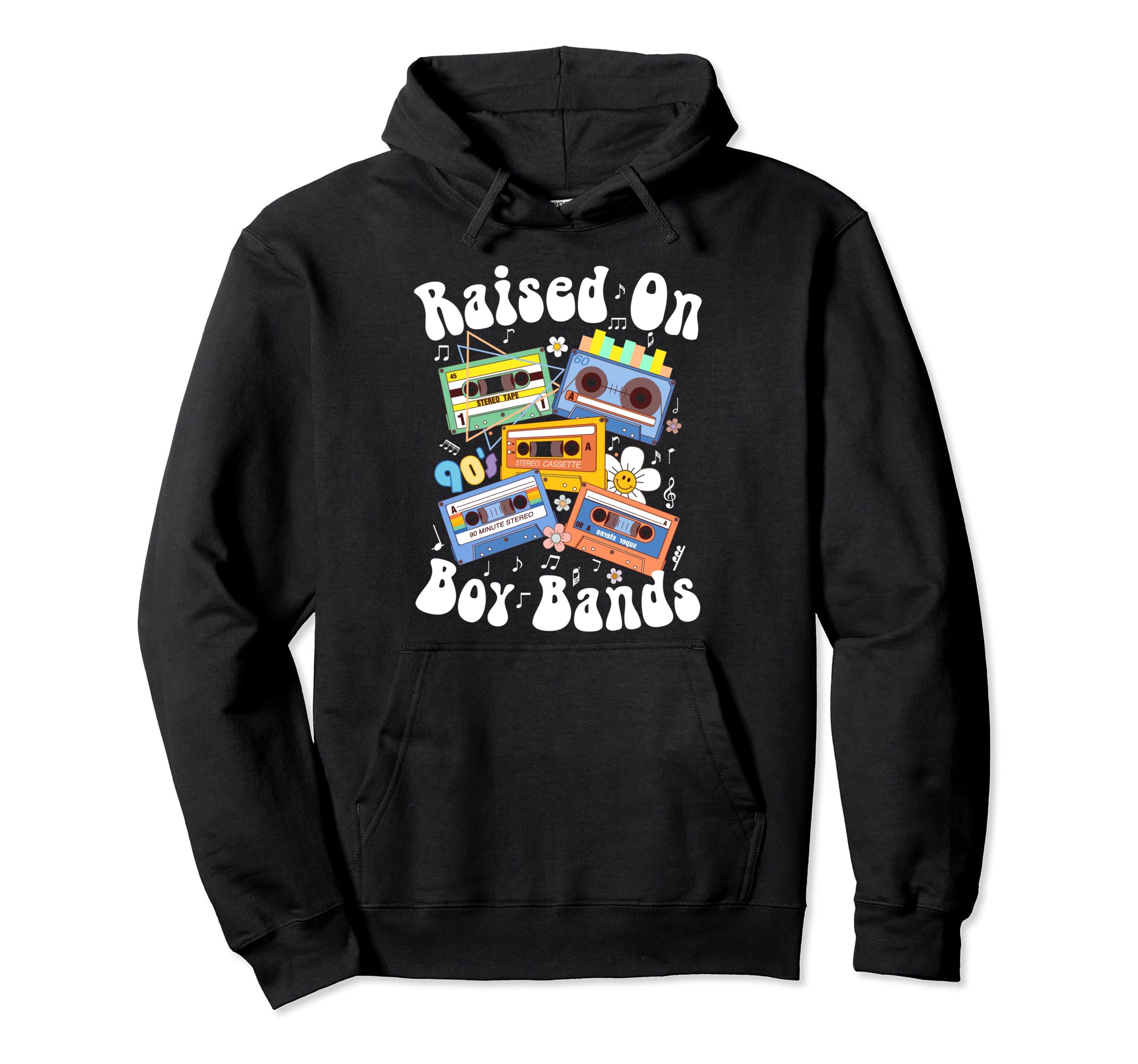 Raised 90S Bands Cassette Tape Hoodie - Streetwear Style for Adults - T-Shirt, Sweatshirt, Hoodie