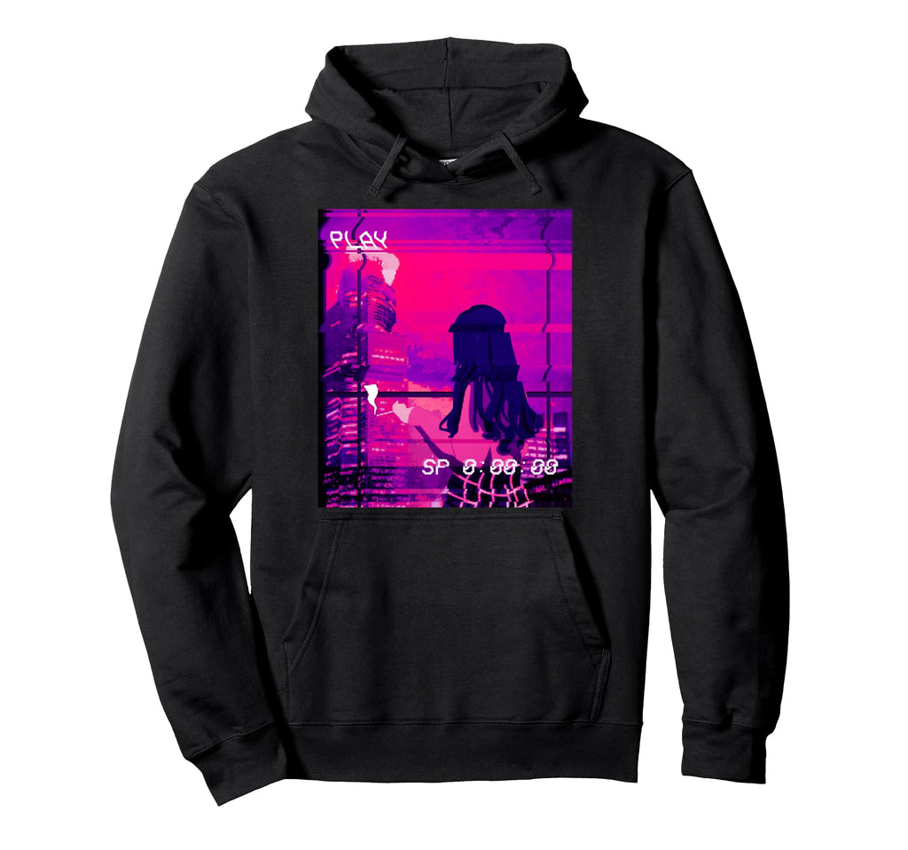 Aesthetic Vaporwave Anime Sad Smoking Hoodie - Unique Graphic Men Women - T-Shirt, Sweatshirt, Hoodie