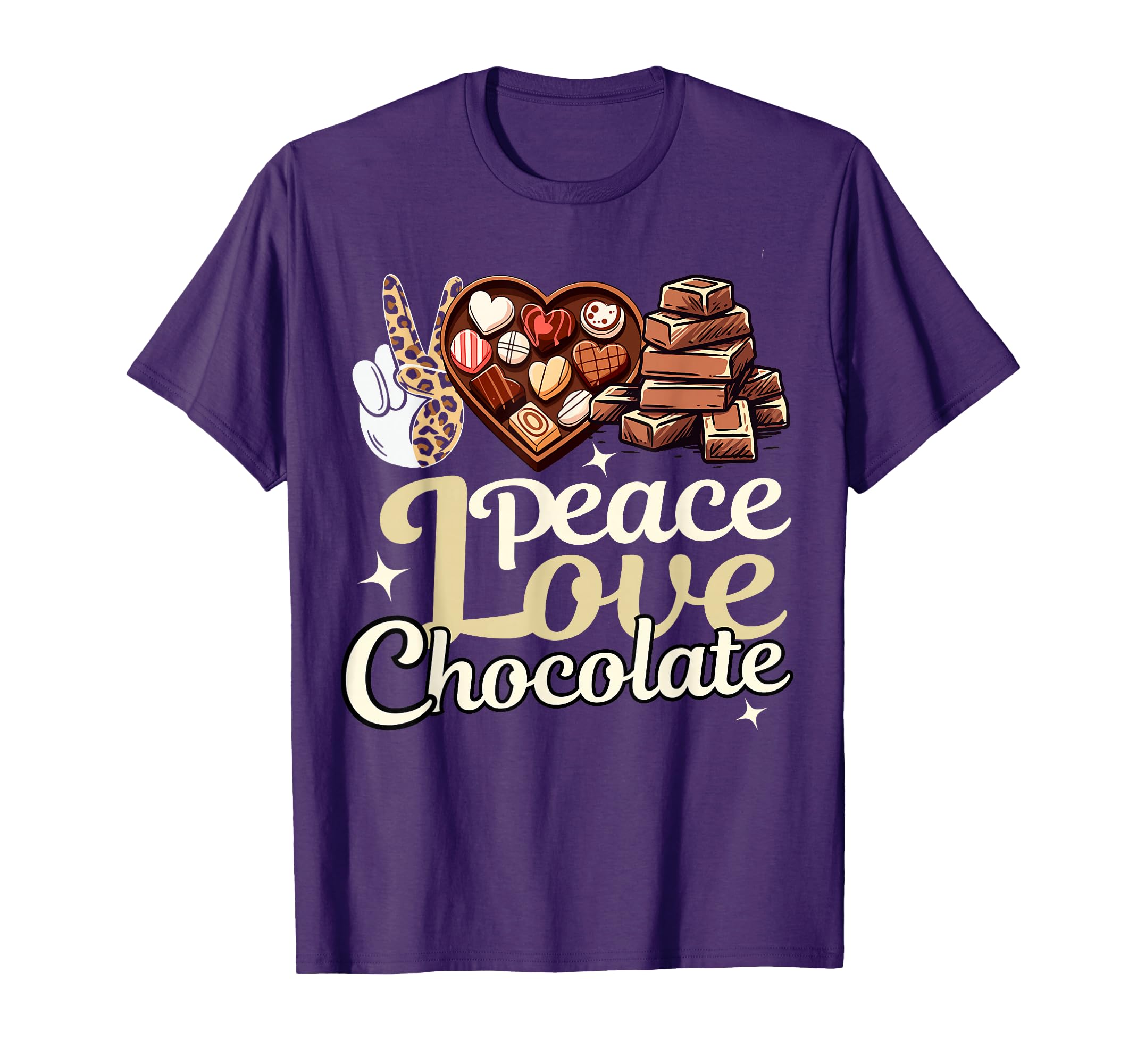 Peace Love Chocolate Funny Chocolate T-Shirt - Novelty Apparel for Adults - T-Shirt, Sweatshirt, Hoodie