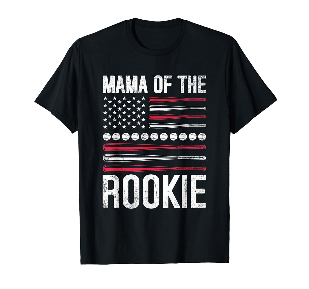 Baseball Mom Mama Rookie Proud Usa Flag T-Shirt - Trendy Graphic for Adults - T-Shirt, Sweatshirt, Hoodie