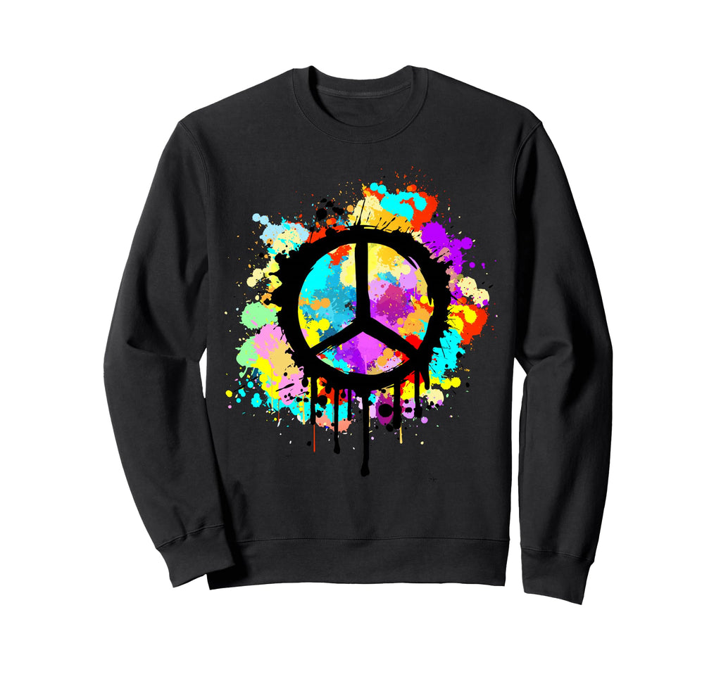 Peace Sign Paint Splash Painting Sweatshirt - Unique Graphic Men Women - T-Shirt, Sweatshirt, Hoodie