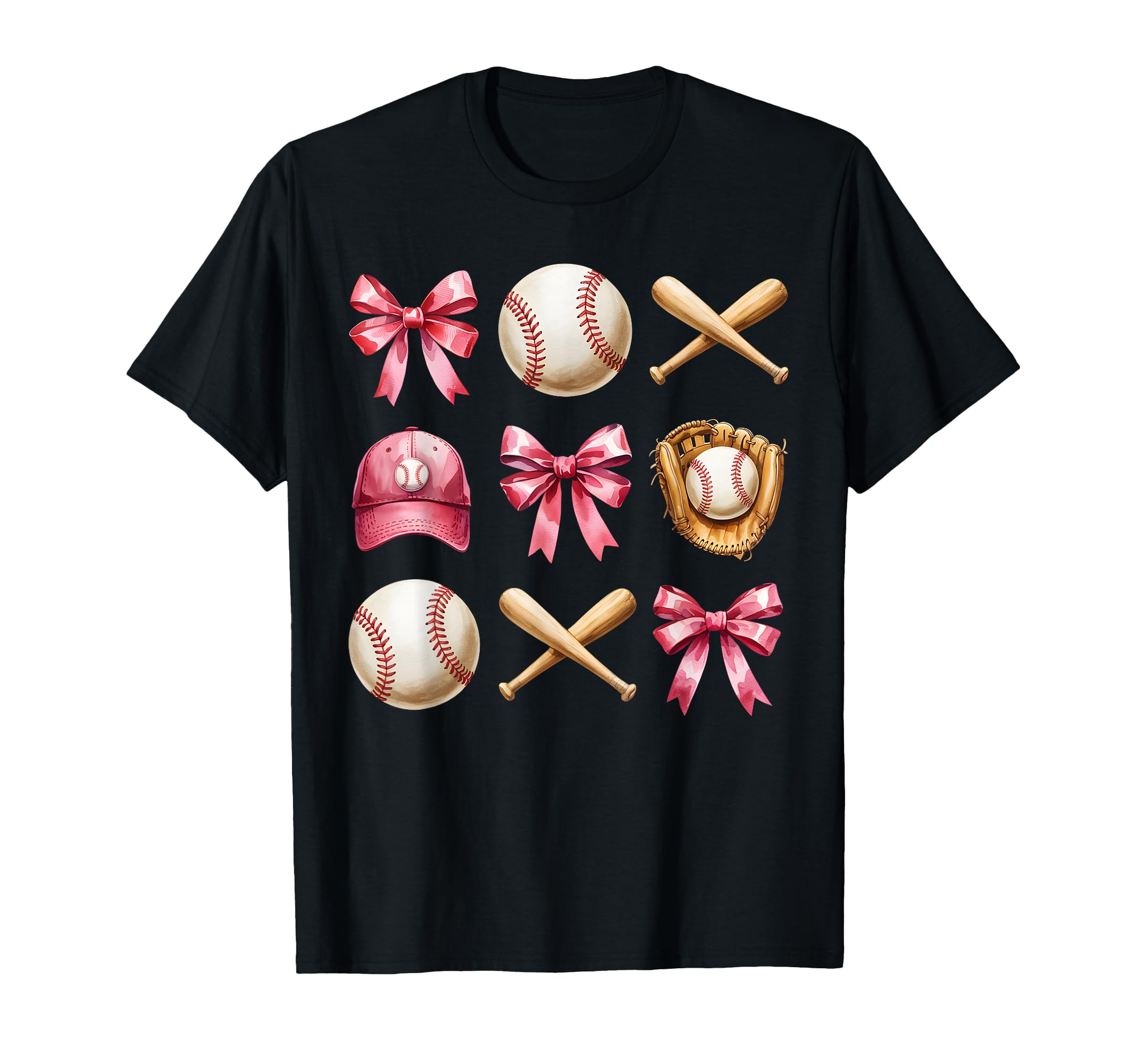 Baseball Coquette Bow Cheer Mom Mama T-Shirt - Graphic Print Unisex - T-Shirt, Sweatshirt, Hoodie