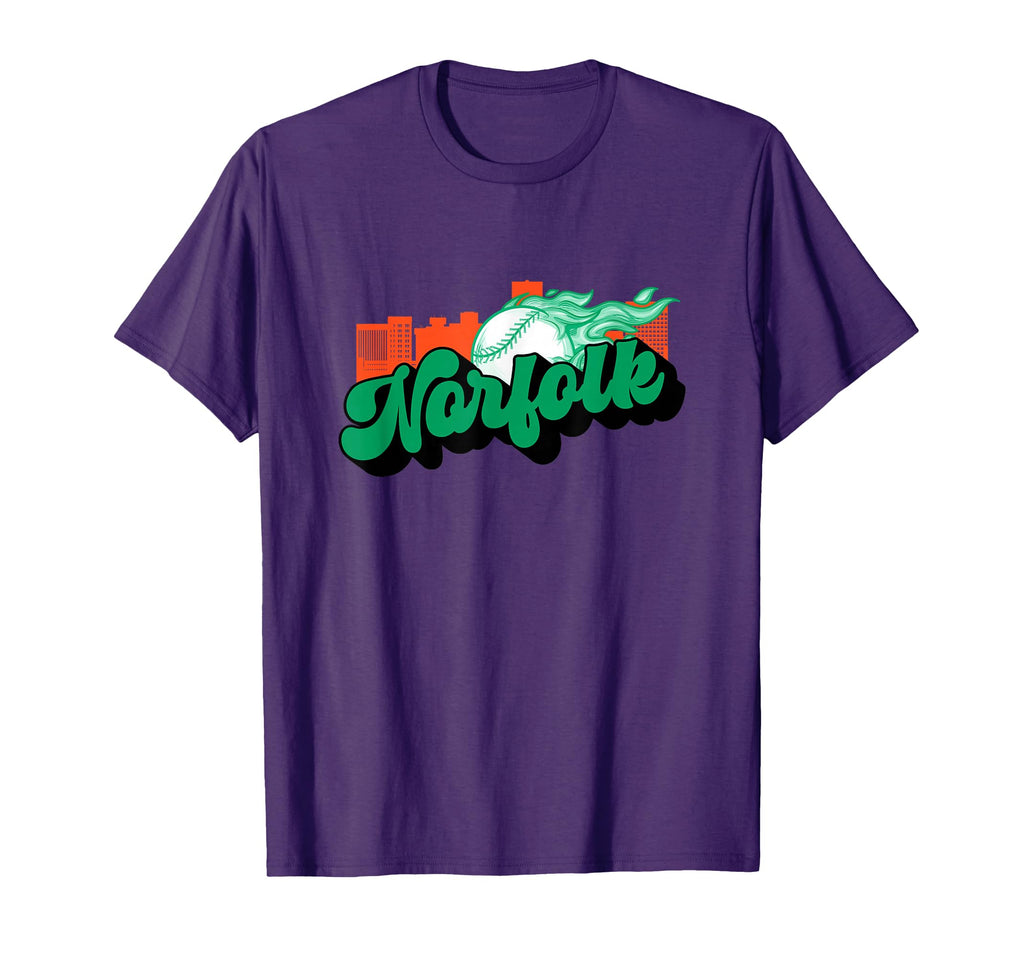 Norfolk Baseball City Skyline T-Shirt - Streetwear Style Men Women - T-Shirt, Sweatshirt, Hoodie