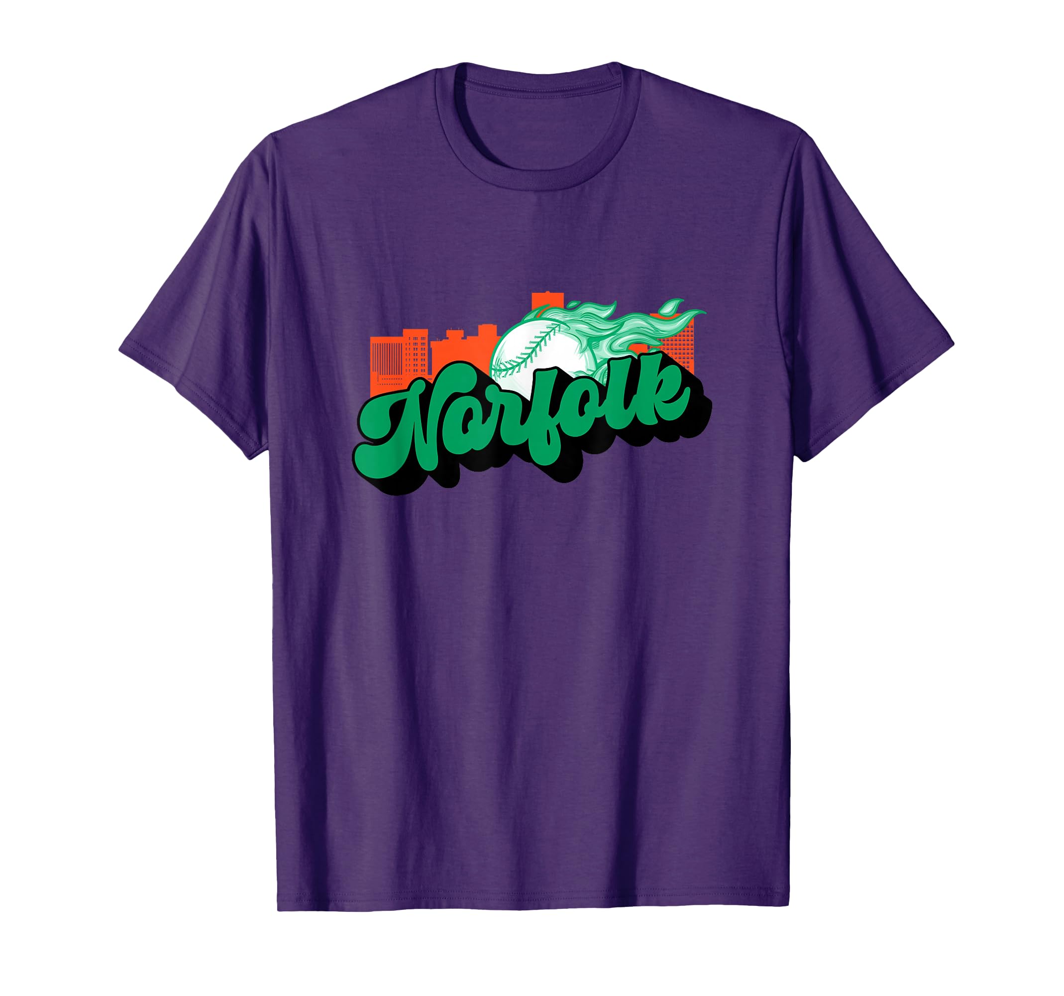 Norfolk Baseball City Skyline T-Shirt - Streetwear Style Men Women - T-Shirt, Sweatshirt, Hoodie
