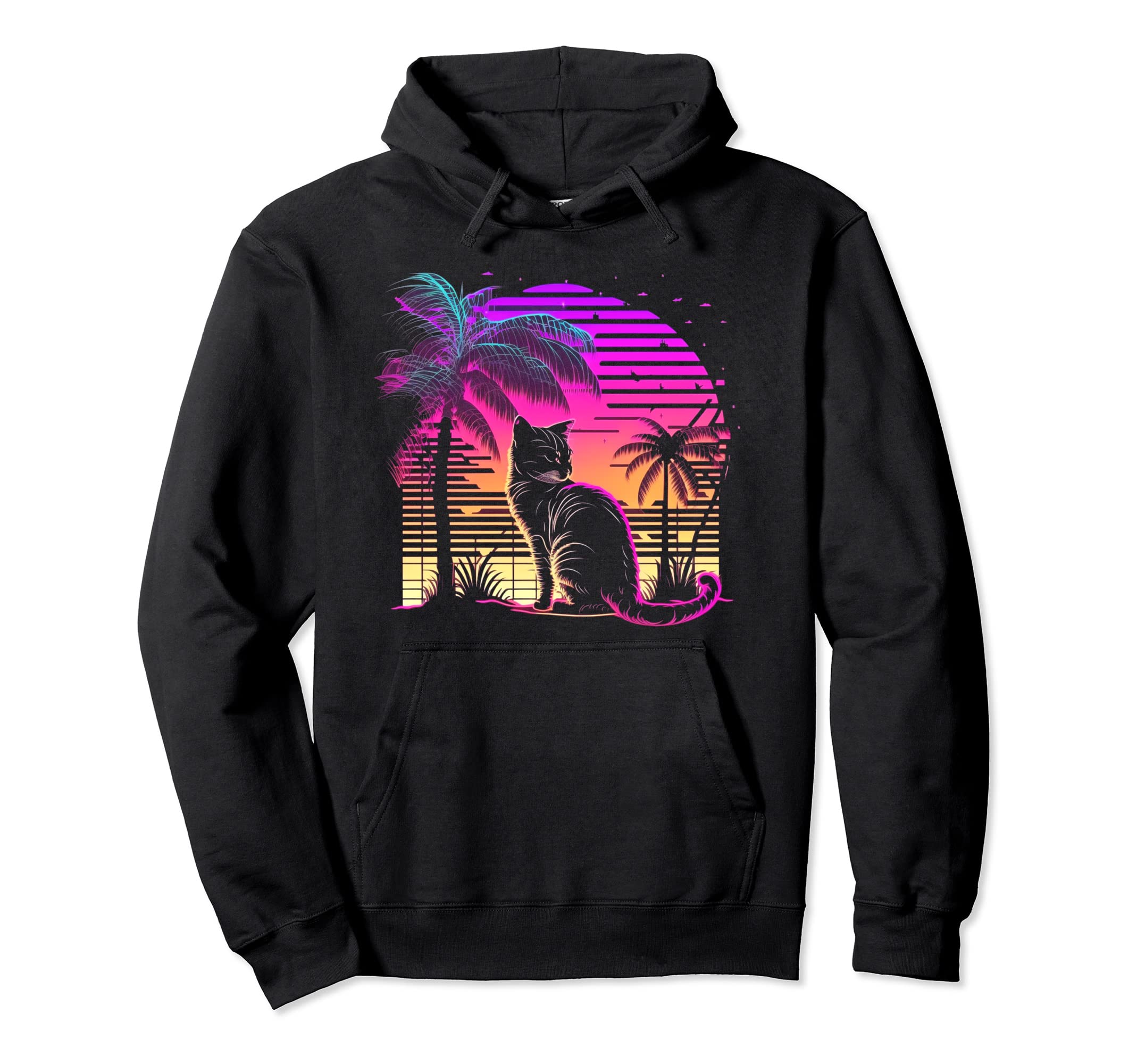 Cat Vaporwave Retrowave Aesthetic Hoodie - Unique Graphic Men Women - T-Shirt, Sweatshirt, Hoodie