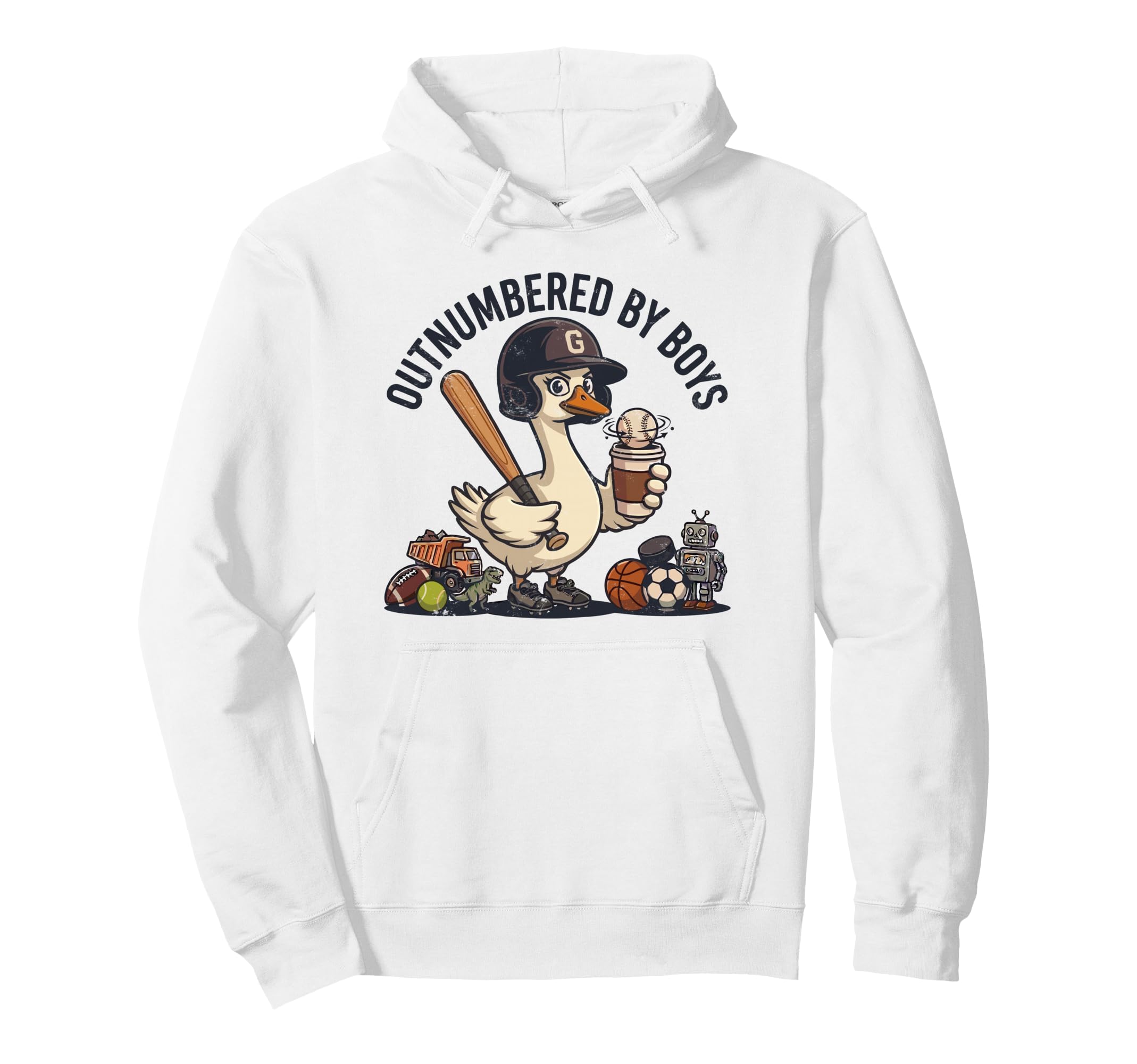 Outnumbered Mom Baseball Mom Football Hoodie - Graphic Print for Adults - T-Shirt, Sweatshirt, Hoodie