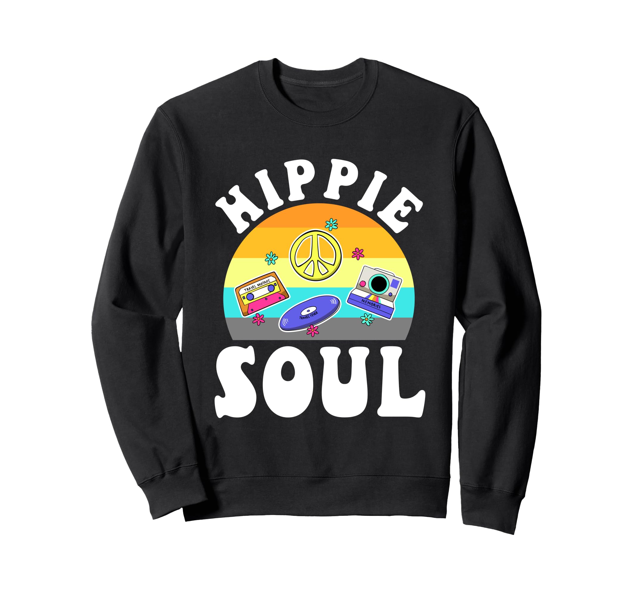 Groovy Hippie Music Peace Love 70S Hoodie - Minimalist Print for Adults - T-Shirt, Sweatshirt, Hoodie