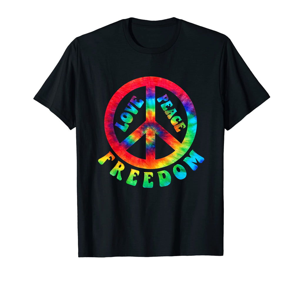Peace Sign Love 60S 70S Tie Die Hippie T-Shirt - Unique Graphic Men Women - T-Shirt, Sweatshirt, Hoodie