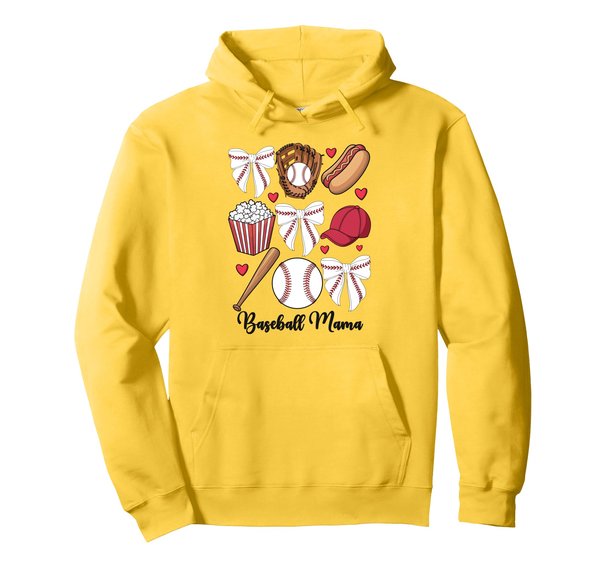Baseball Coquette Bow Cheer Mama Hoodie - Casual Everyday Wear Unisex - T-Shirt, Sweatshirt, Hoodie
