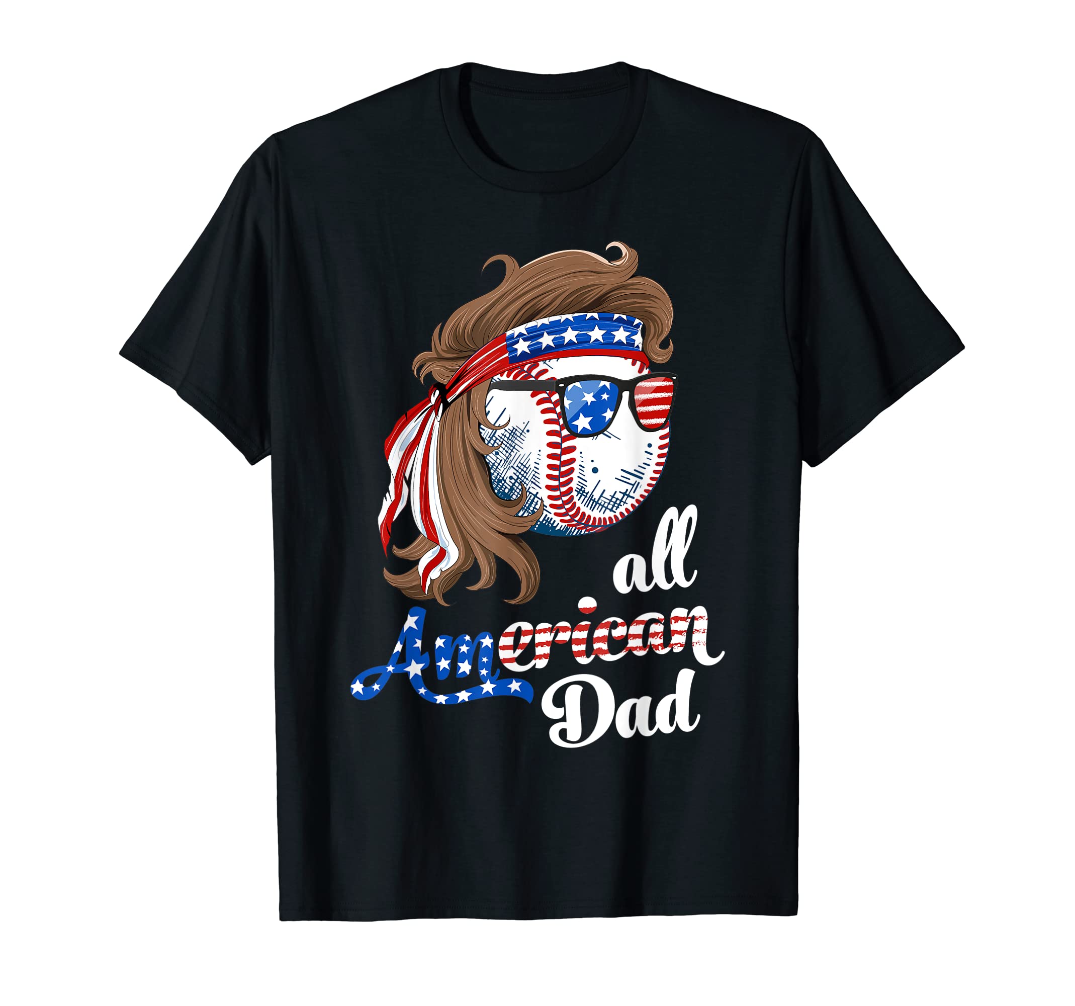 All American Dad Baseball Dad Mullet T-Shirt - Trendy Graphic Men Women - T-Shirt, Sweatshirt, Hoodie
