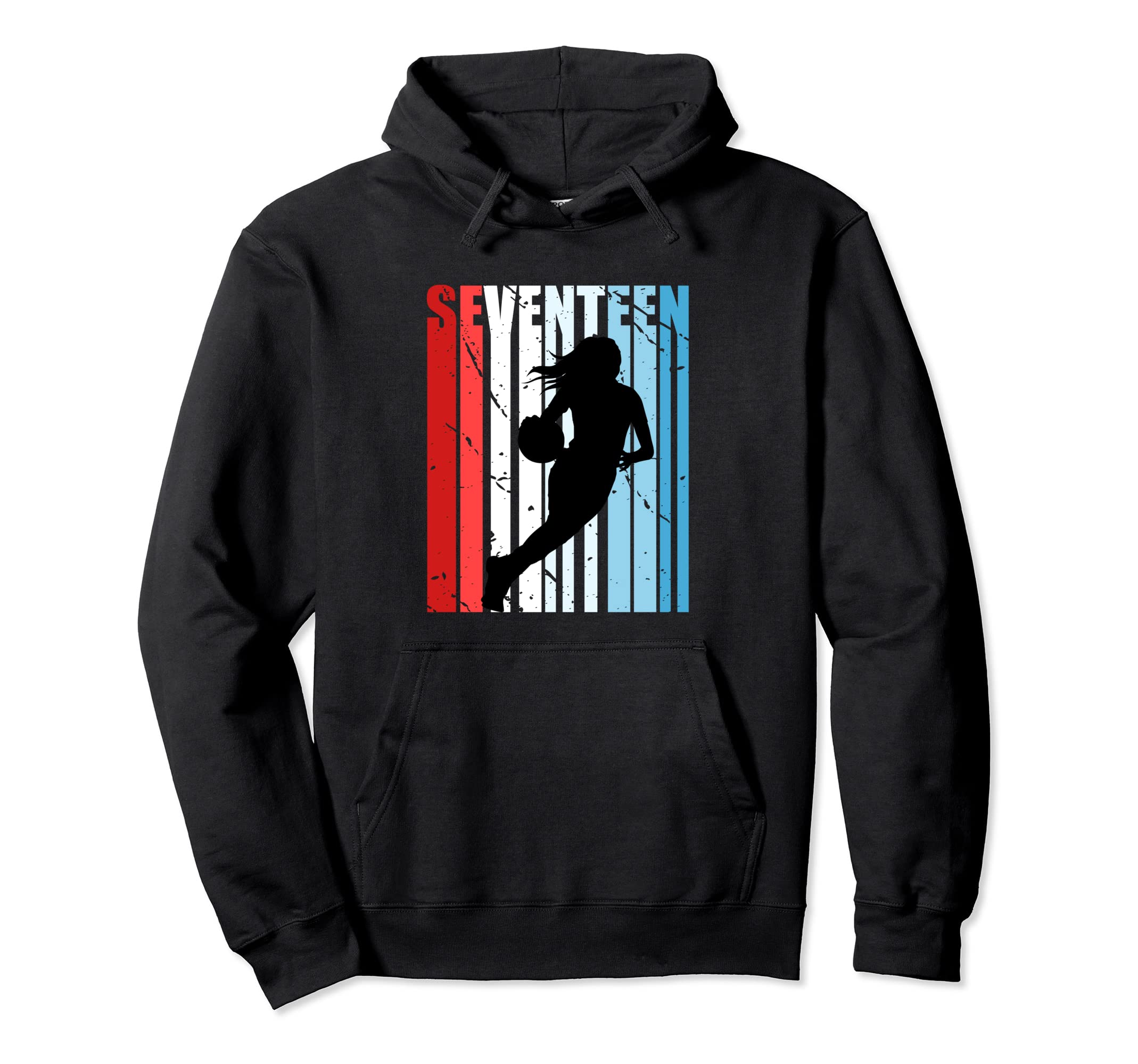 17Th Basketball Birthday Distressed Red Hoodie - Minimalist Print Men Women - T-Shirt, Sweatshirt, Hoodie