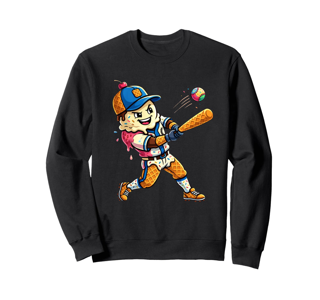 Summer Baseball Ice Cream Player Sweatshirt - Custom Art Print Men Women - T-Shirt, Sweatshirt, Hoodie