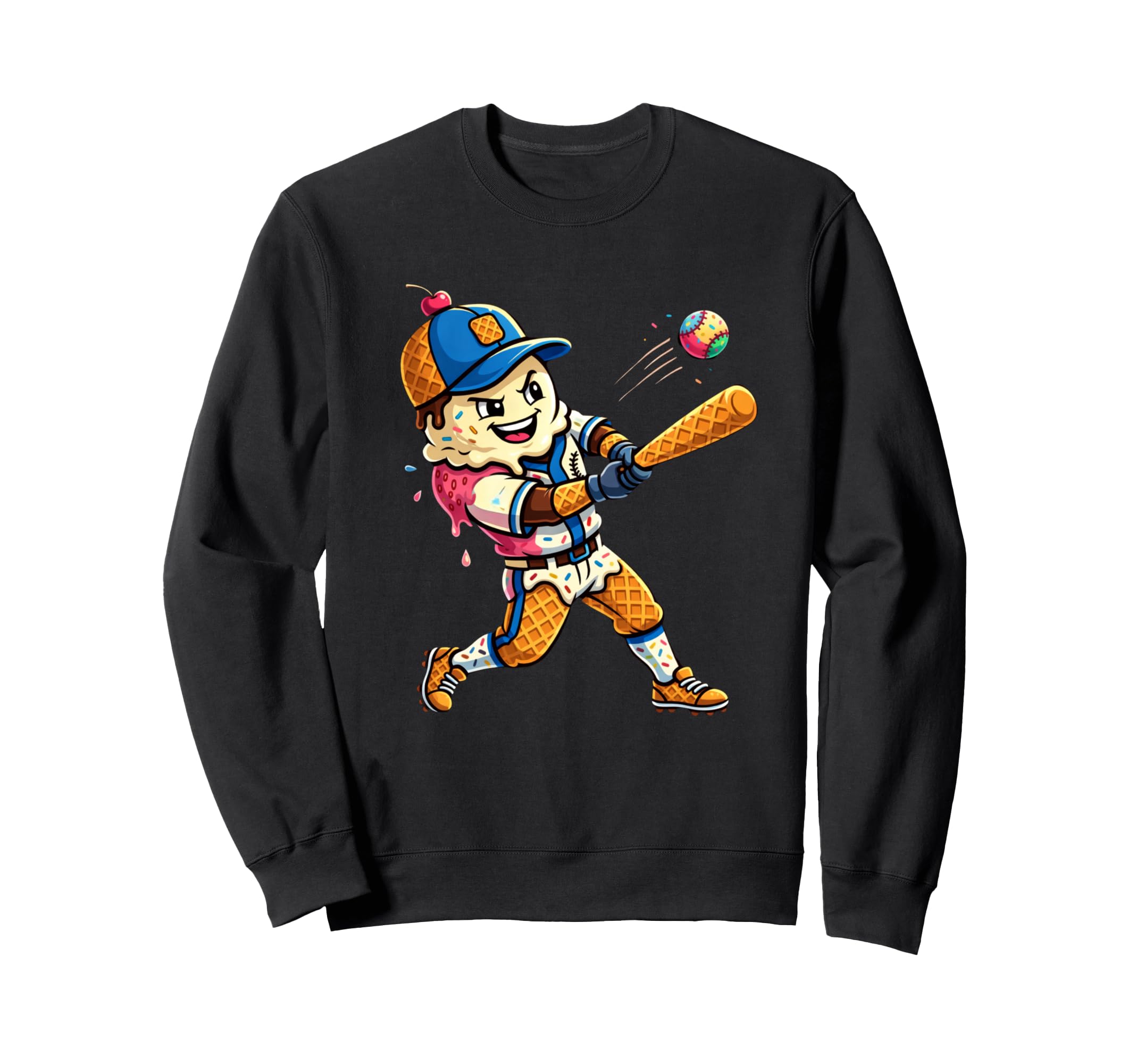 Summer Baseball Ice Cream Player Sweatshirt - Custom Art Print Men Women - T-Shirt, Sweatshirt, Hoodie