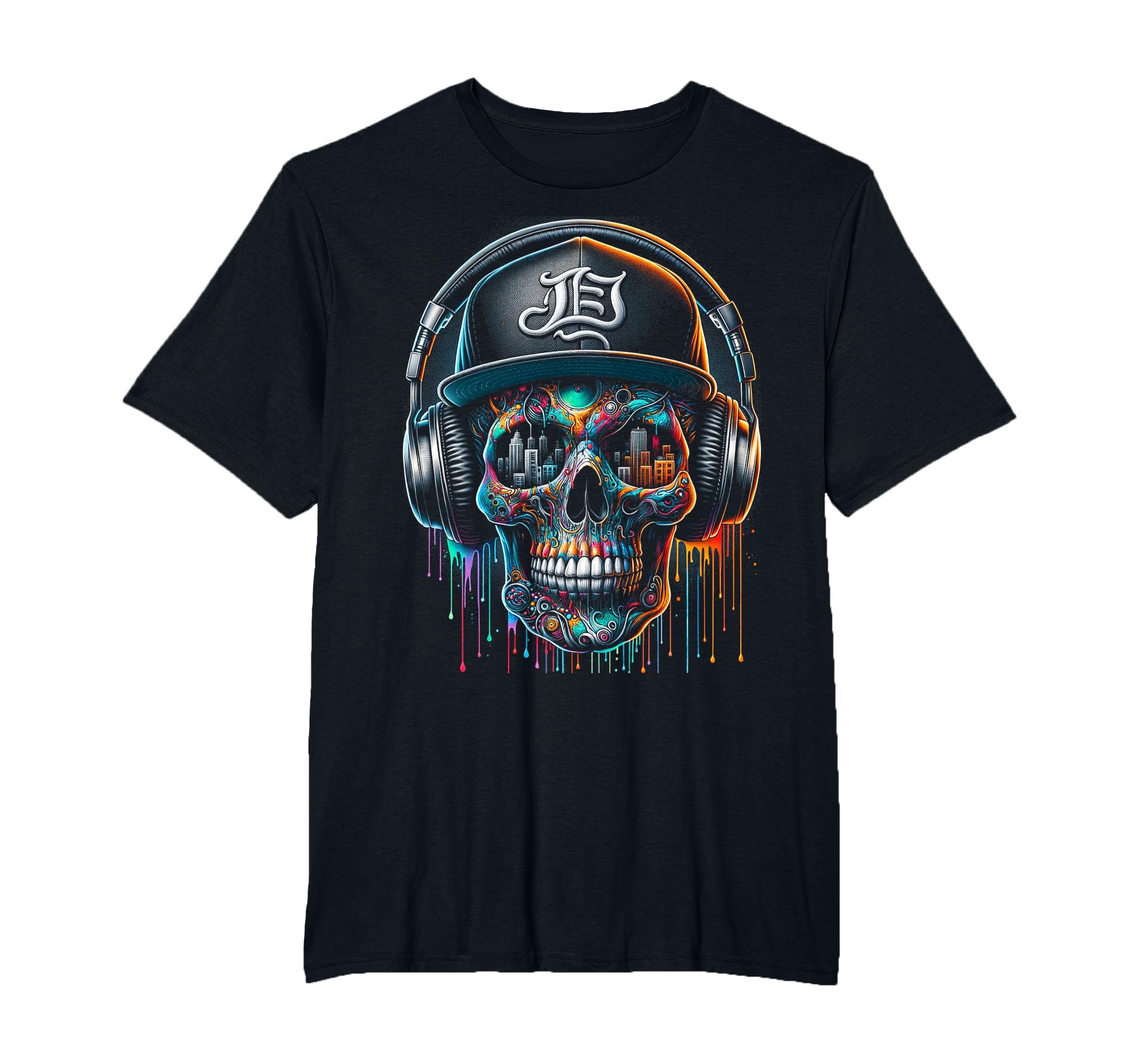Dripping Paint Skull Xs 6Xl T-Shirt - Unique Graphic Unisex - T-Shirt, Sweatshirt, Hoodie