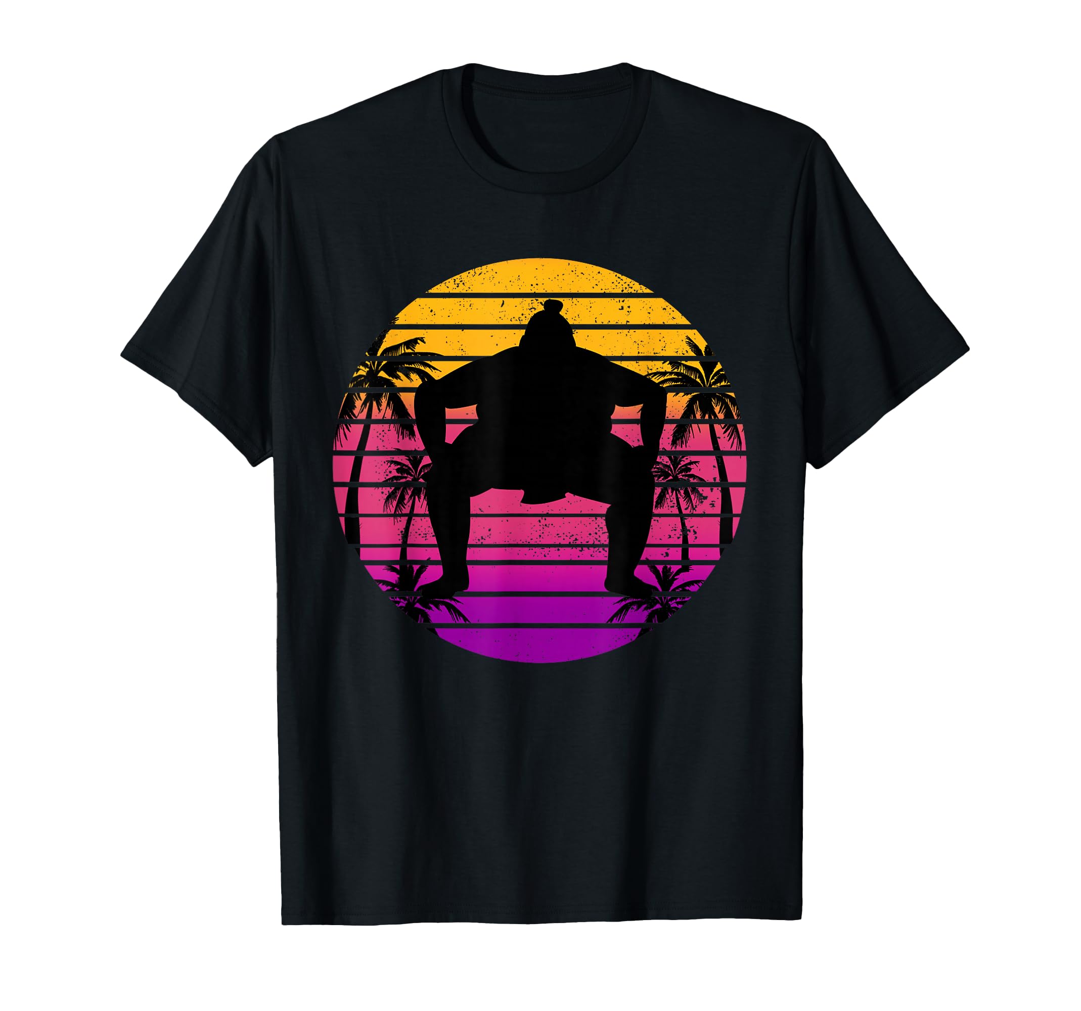 Sumo Wrestler Sunset Vaporwave T-Shirt - Streetwear Style for Adults - T-Shirt, Sweatshirt, Hoodie