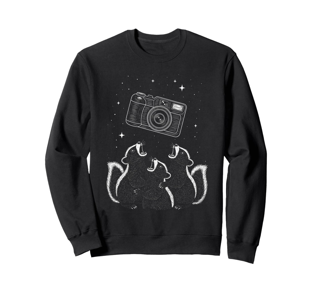 Funny Skunk Photographers Howling Sweatshirt - Custom Art Print for Adults - T-Shirt, Sweatshirt, Hoodie