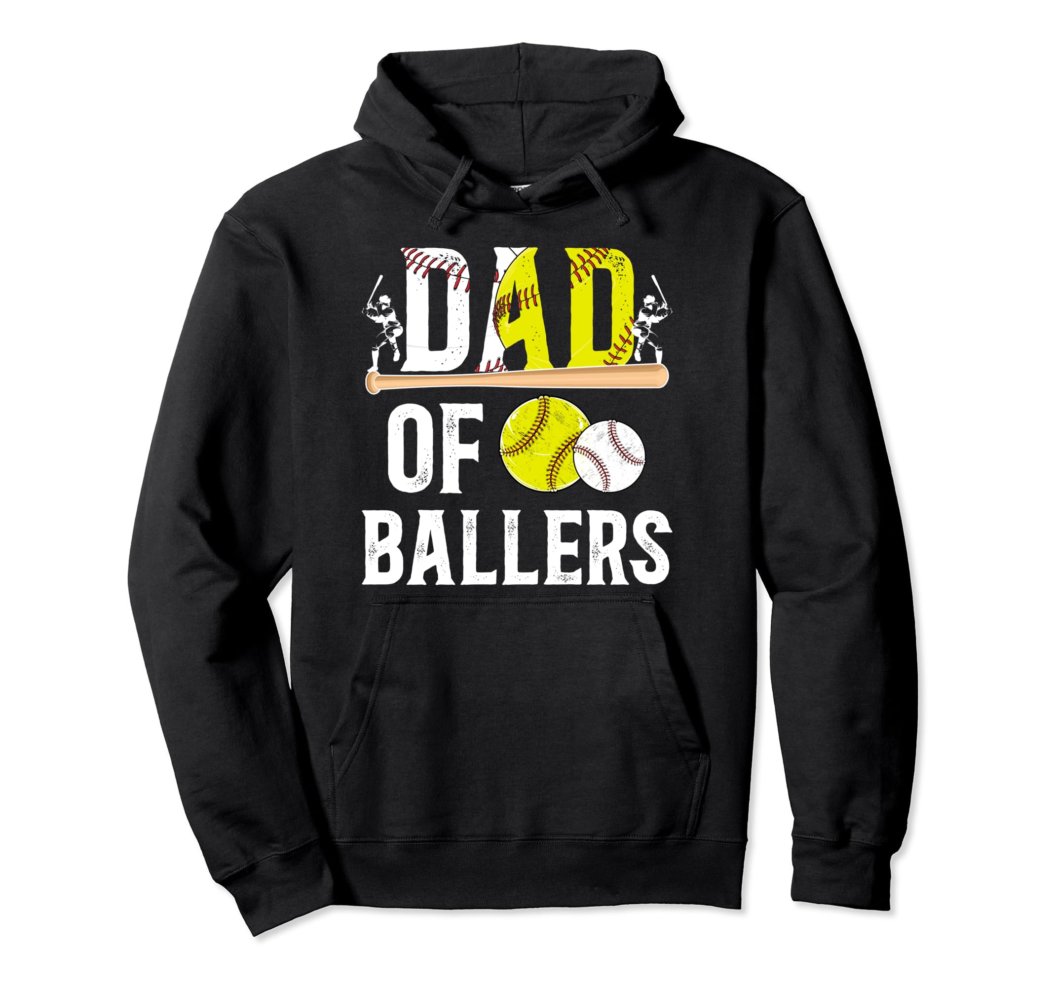 Dad Ballers Proud Softball Baseball Dad Hoodie - Unique Graphic Men Women - T-Shirt, Sweatshirt, Hoodie
