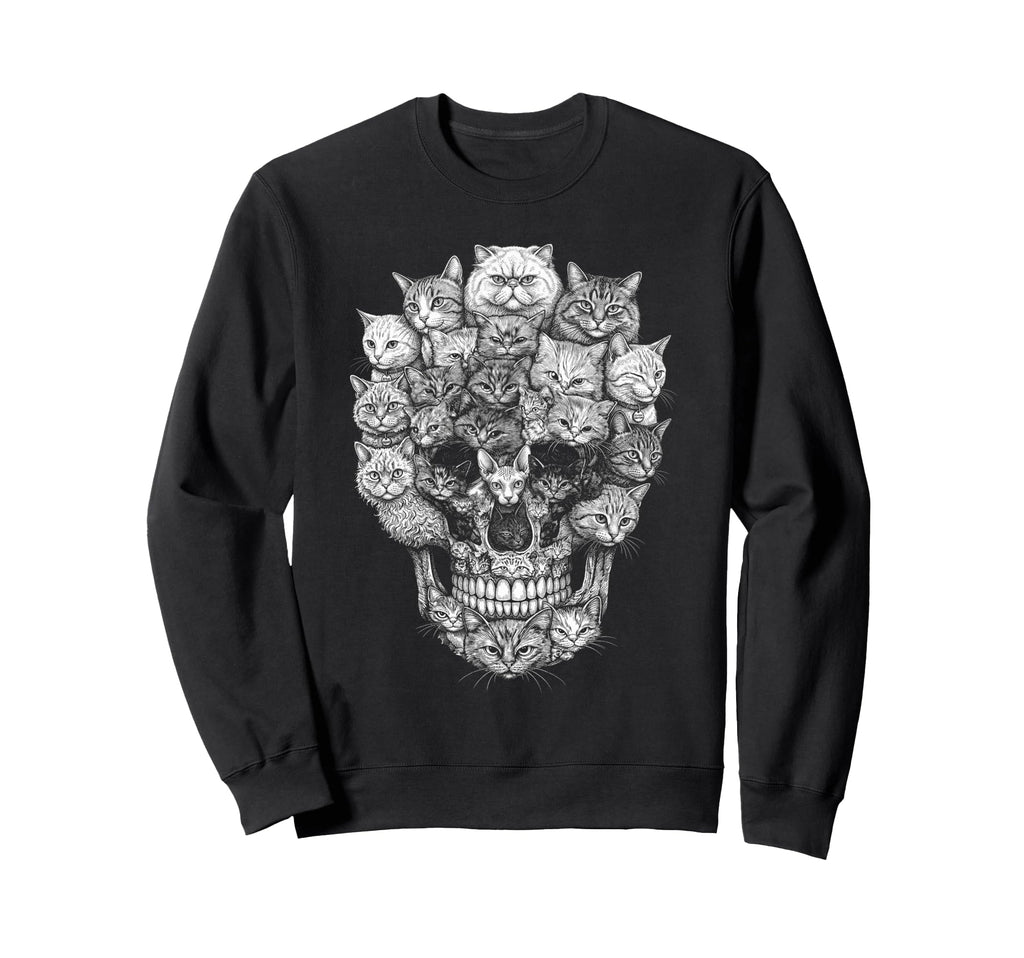 Skull Cat Skeleton Kitty Kitten Sweatshirt - Minimalist Print for Adults - T-Shirt, Sweatshirt, Hoodie
