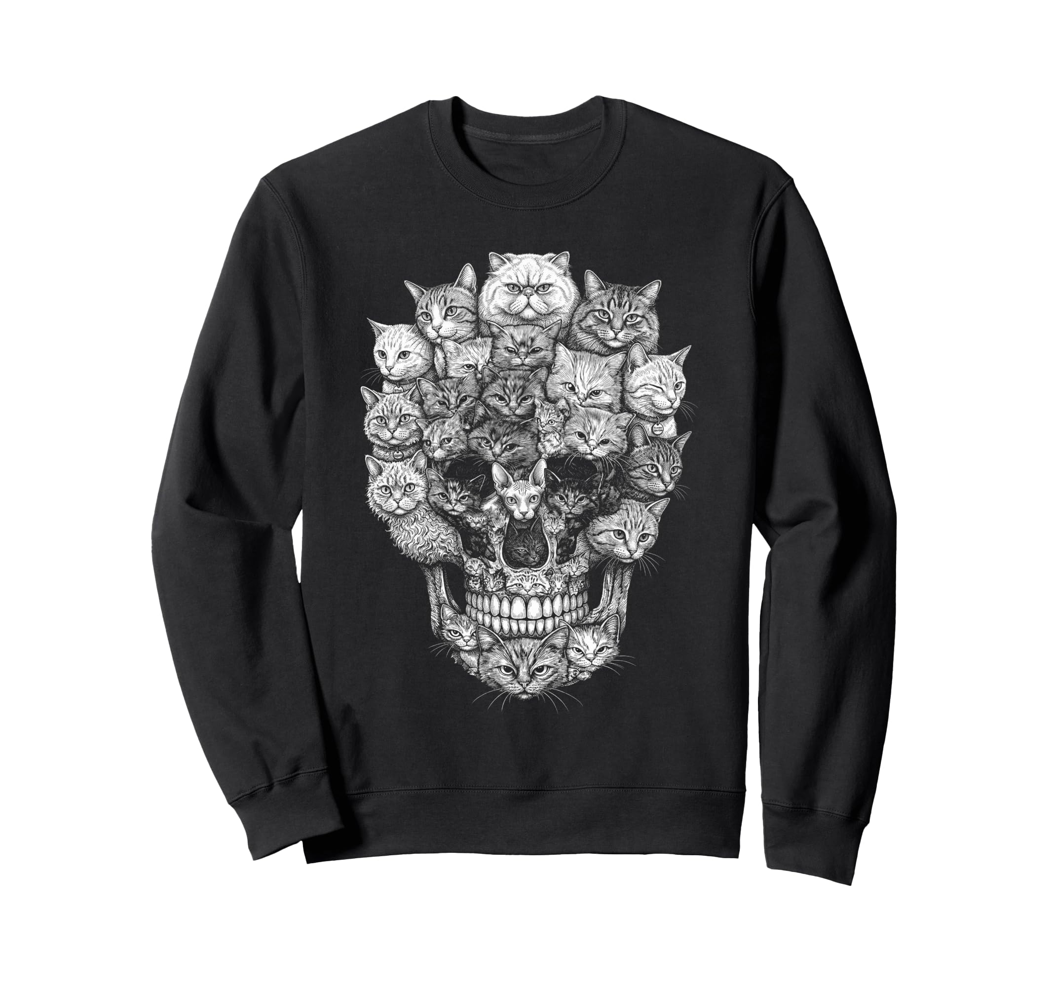Skull Cat Skeleton Kitty Kitten Sweatshirt - Minimalist Print for Adults - T-Shirt, Sweatshirt, Hoodie