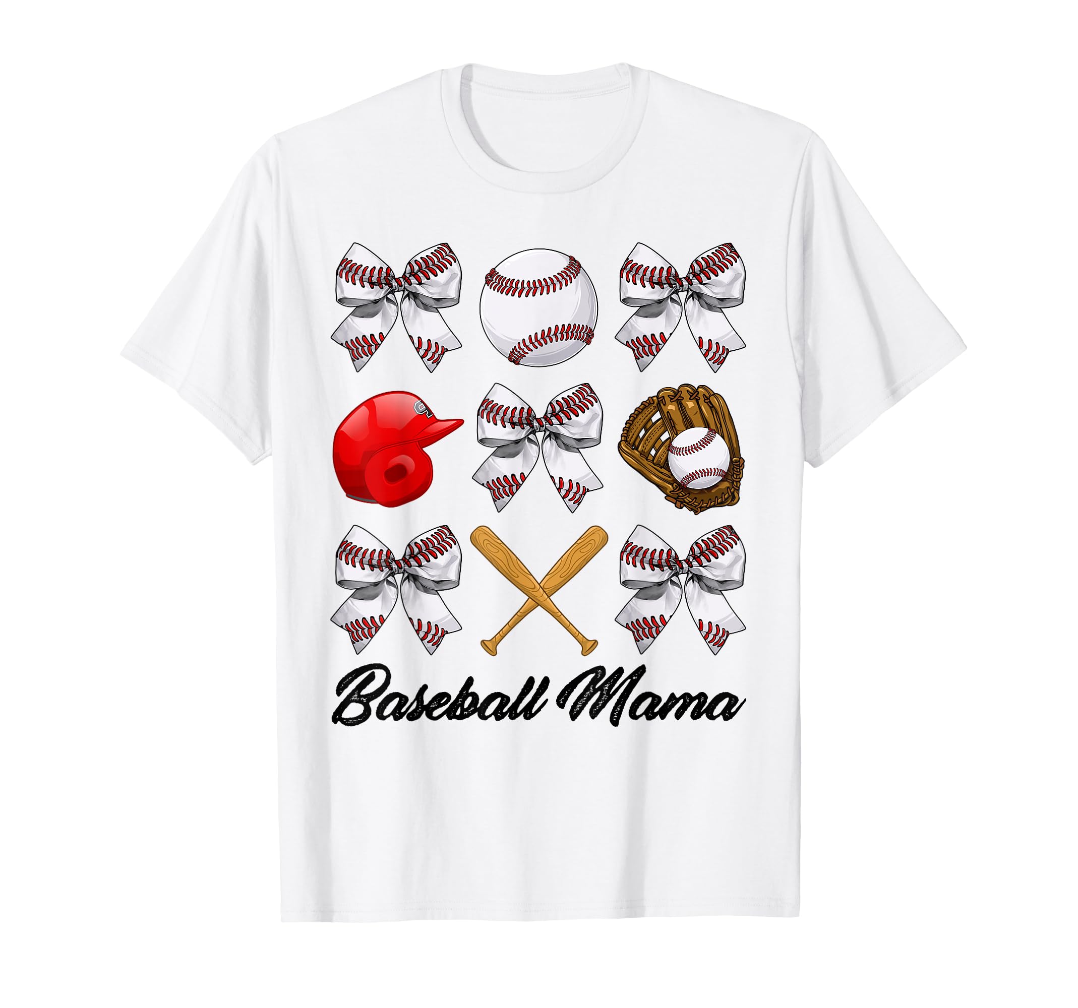 Baseball Mama Bow Baseball Mom T-Shirt - Minimalist Print Men Women - T-Shirt, Sweatshirt, Hoodie