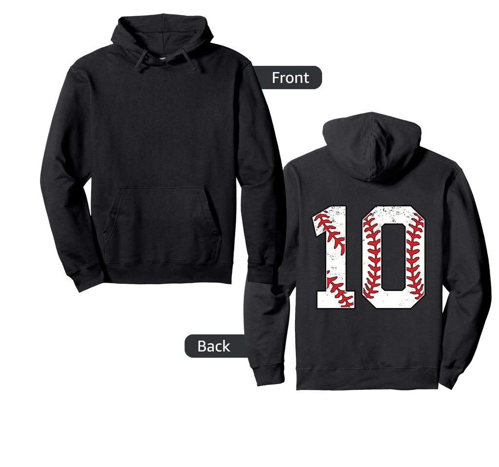 Number 10 Baseball Jersey Number 10 Back Hoodie - Novelty Apparel Men Women - T-Shirt, Sweatshirt, Hoodie