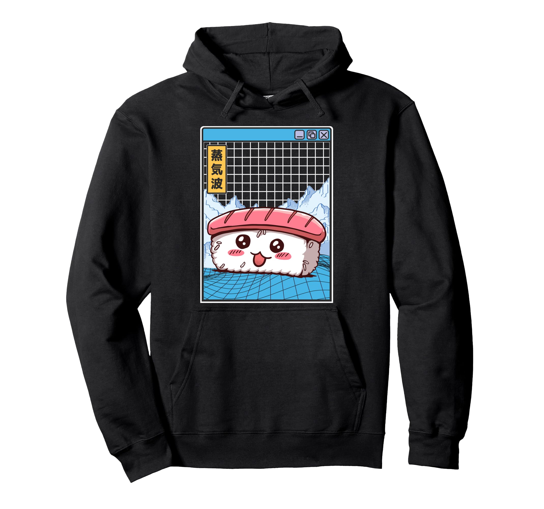 Sushi Kawaii Grid Vaporwave Aesthetic Hoodie - Streetwear Style Unisex - T-Shirt, Sweatshirt, Hoodie