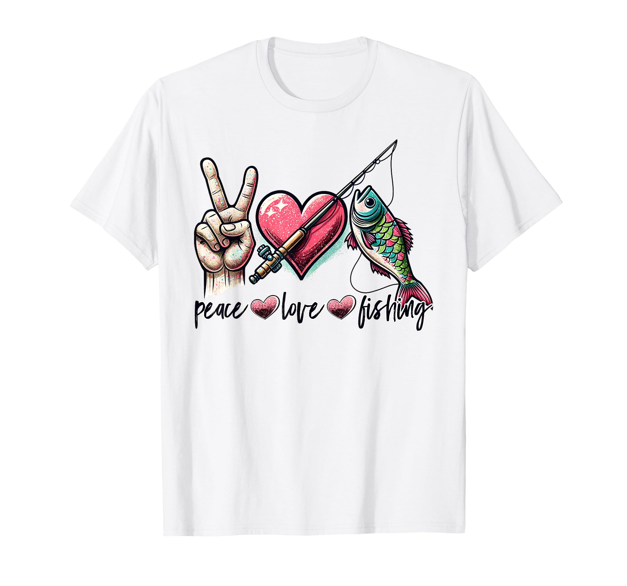 Funny Fishing Peace Love Fishing Camping T-Shirt - Graphic Print Men Women - T-Shirt, Sweatshirt, Hoodie