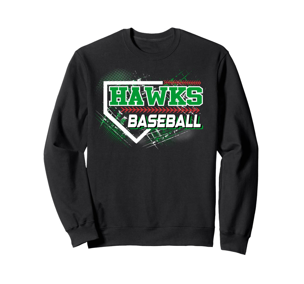 Hawks Baseball Home Plate Green Sweatshirt - Custom Art Print Men Women - T-Shirt, Sweatshirt, Hoodie