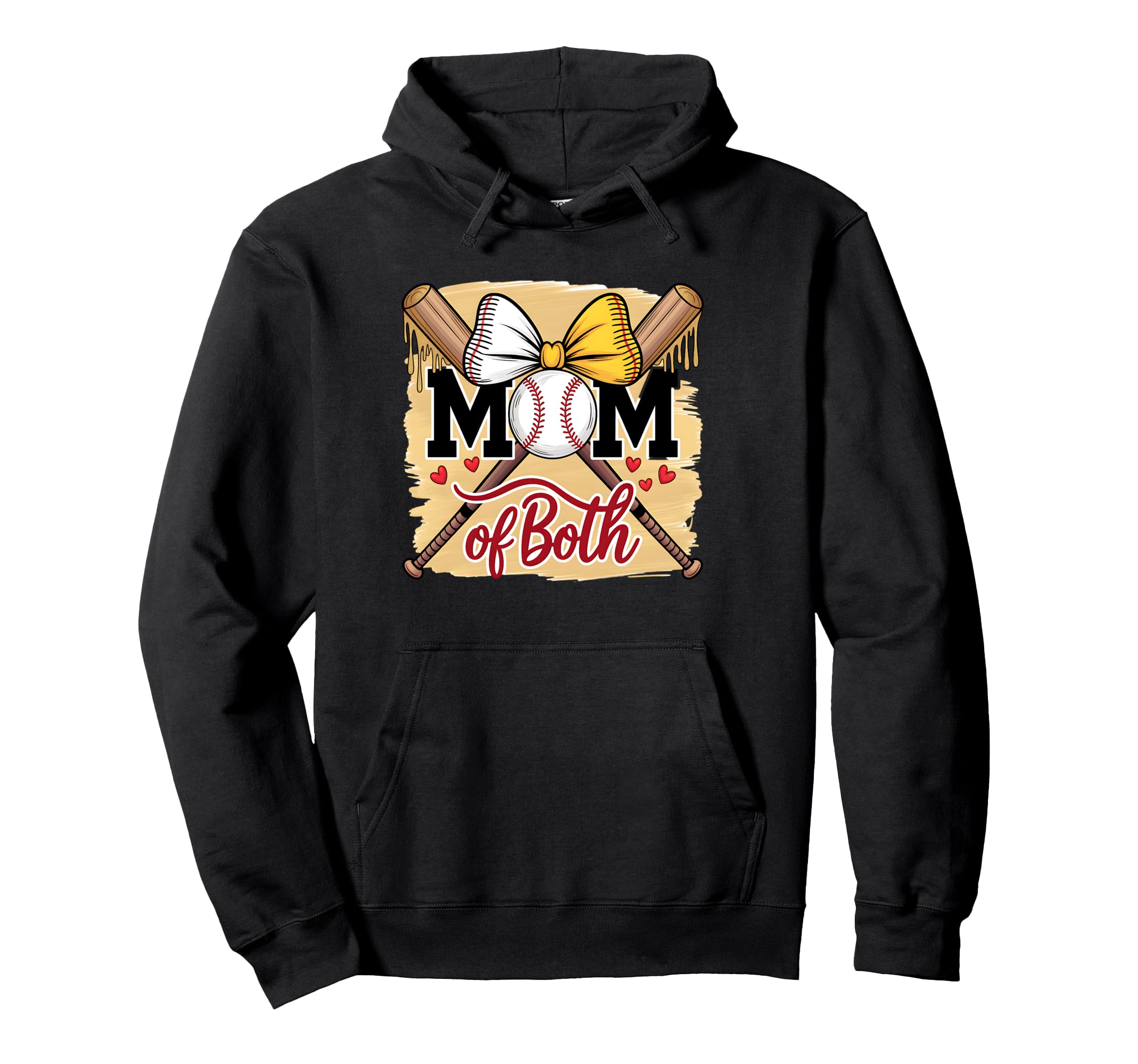 Mom Both Baseball Softball Coquette Bow Hoodie - Unique Graphic Unisex - T-Shirt, Sweatshirt, Hoodie
