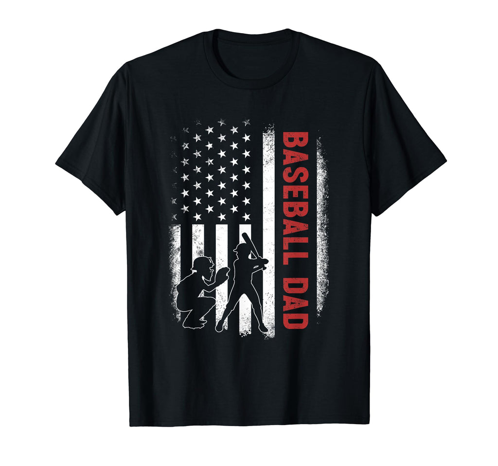 Baseball Dad American Us Flag Gifts T-Shirt - Streetwear Style Men Women - T-Shirt, Sweatshirt, Hoodie