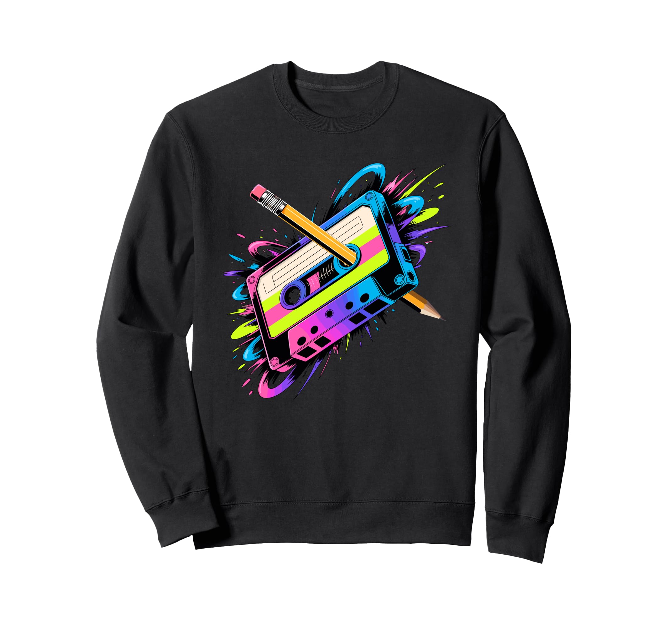 Splash Art Cassette Player Music Sweatshirt - Trendy Graphic Men Women - T-Shirt, Sweatshirt, Hoodie