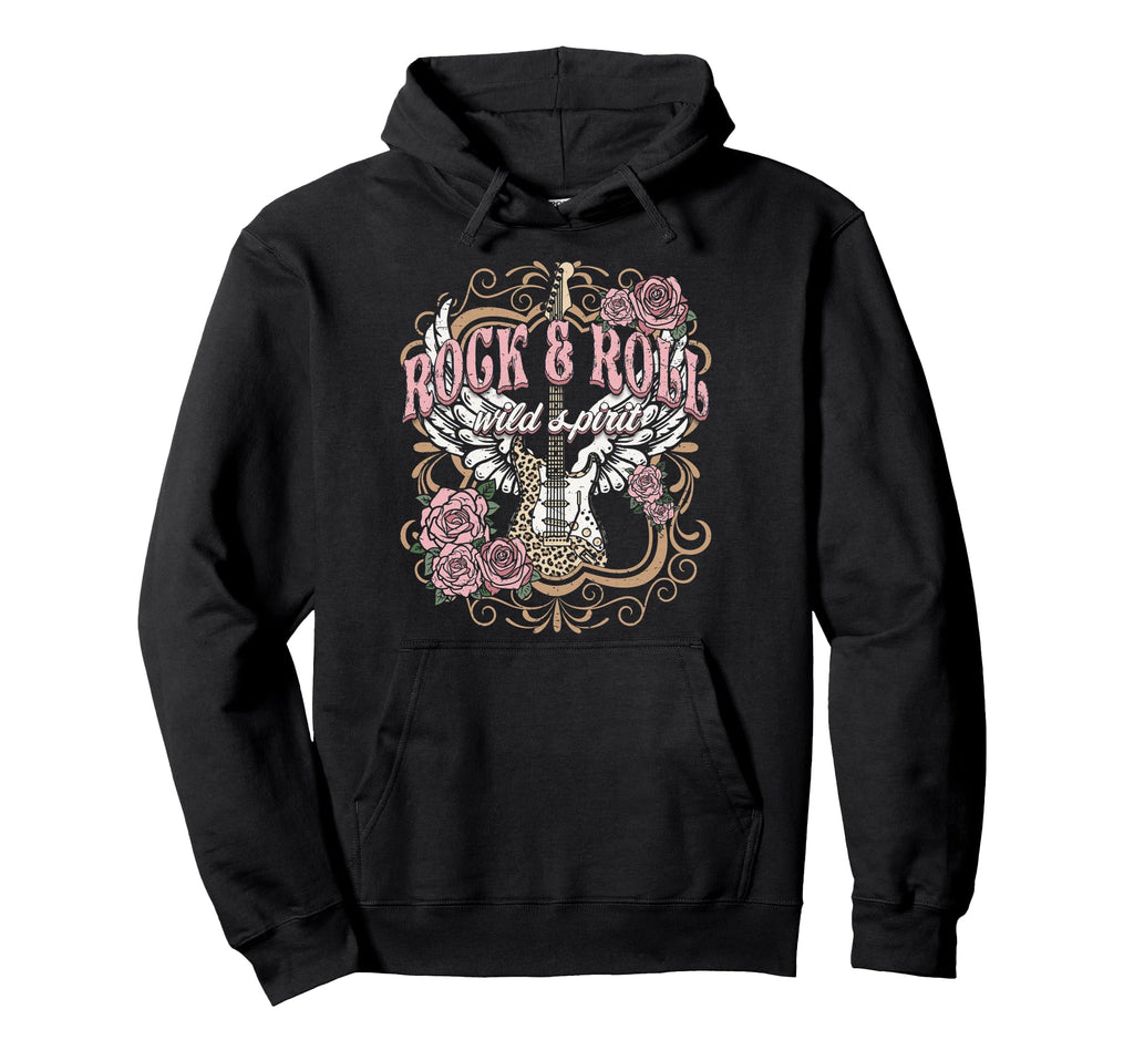 Rock And Roll Wild Spirit Boho Angel Wings Hoodie - Unique Graphic Unisex - T-Shirt, Sweatshirt, Hoodie
